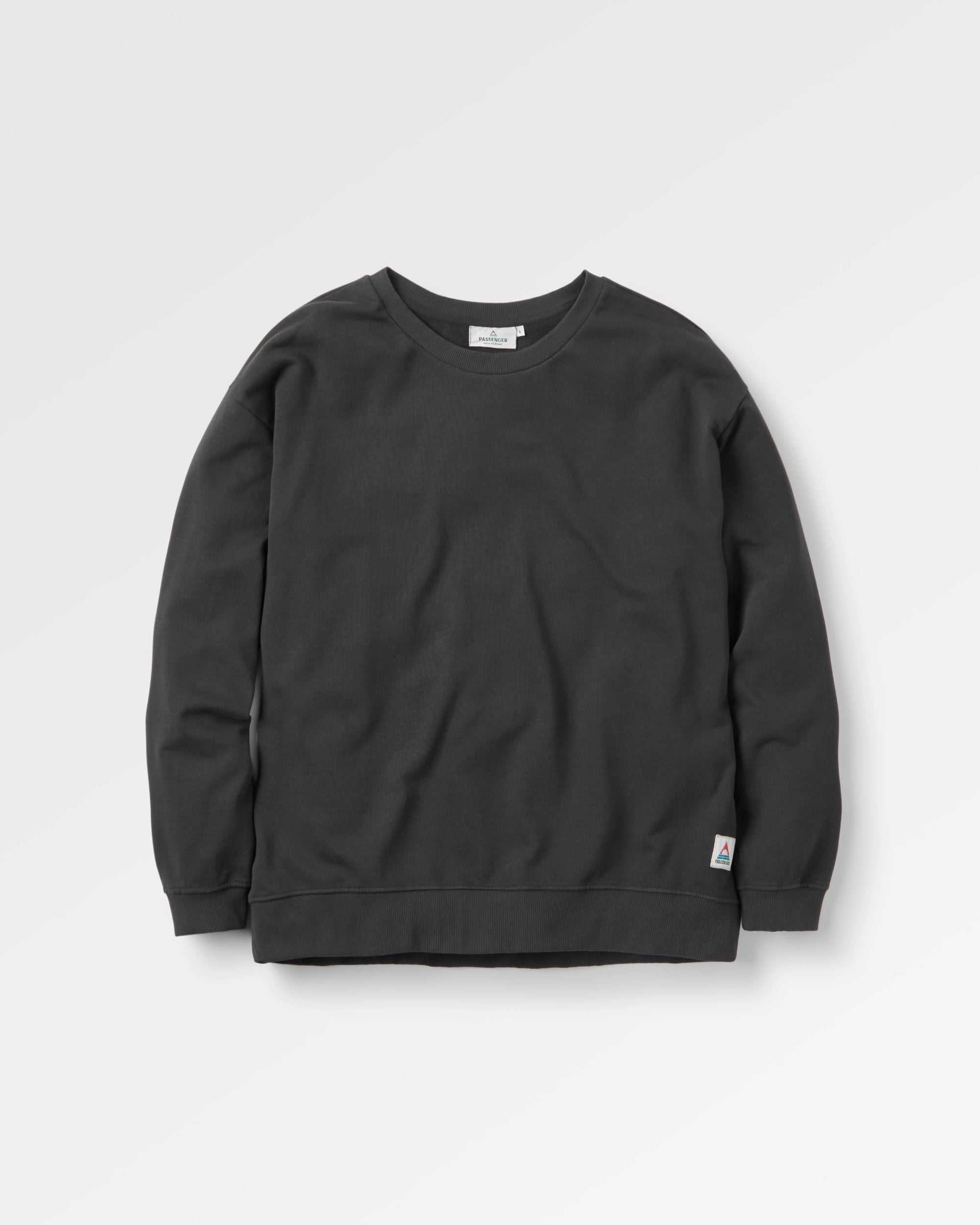 Heritage Recycled Cotton Oversized Sweatshirt - Black - Flatlay