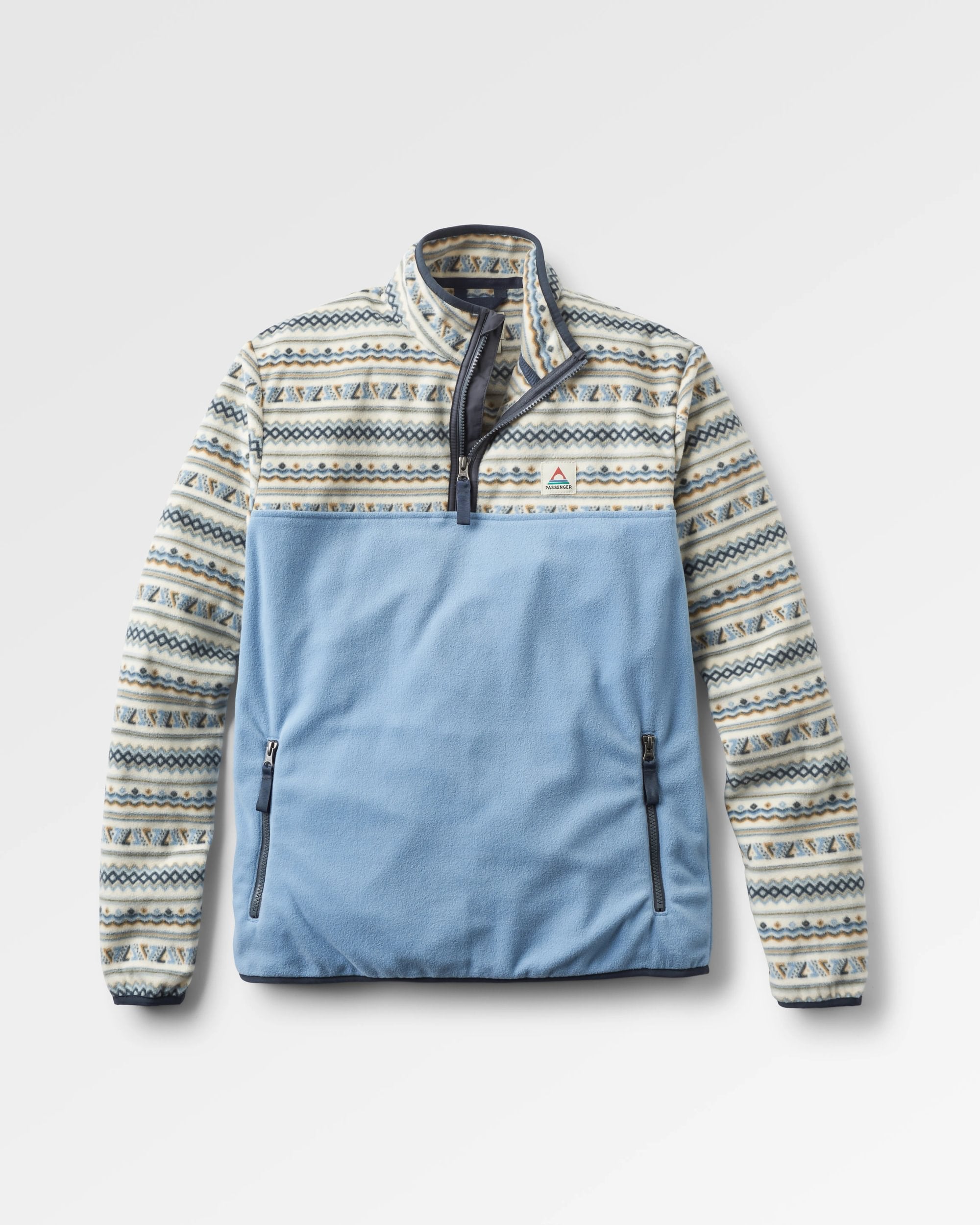 Set Off Recycled Polar 1/4 Zip Fleece - Geo Stripe Birch - Flatlay