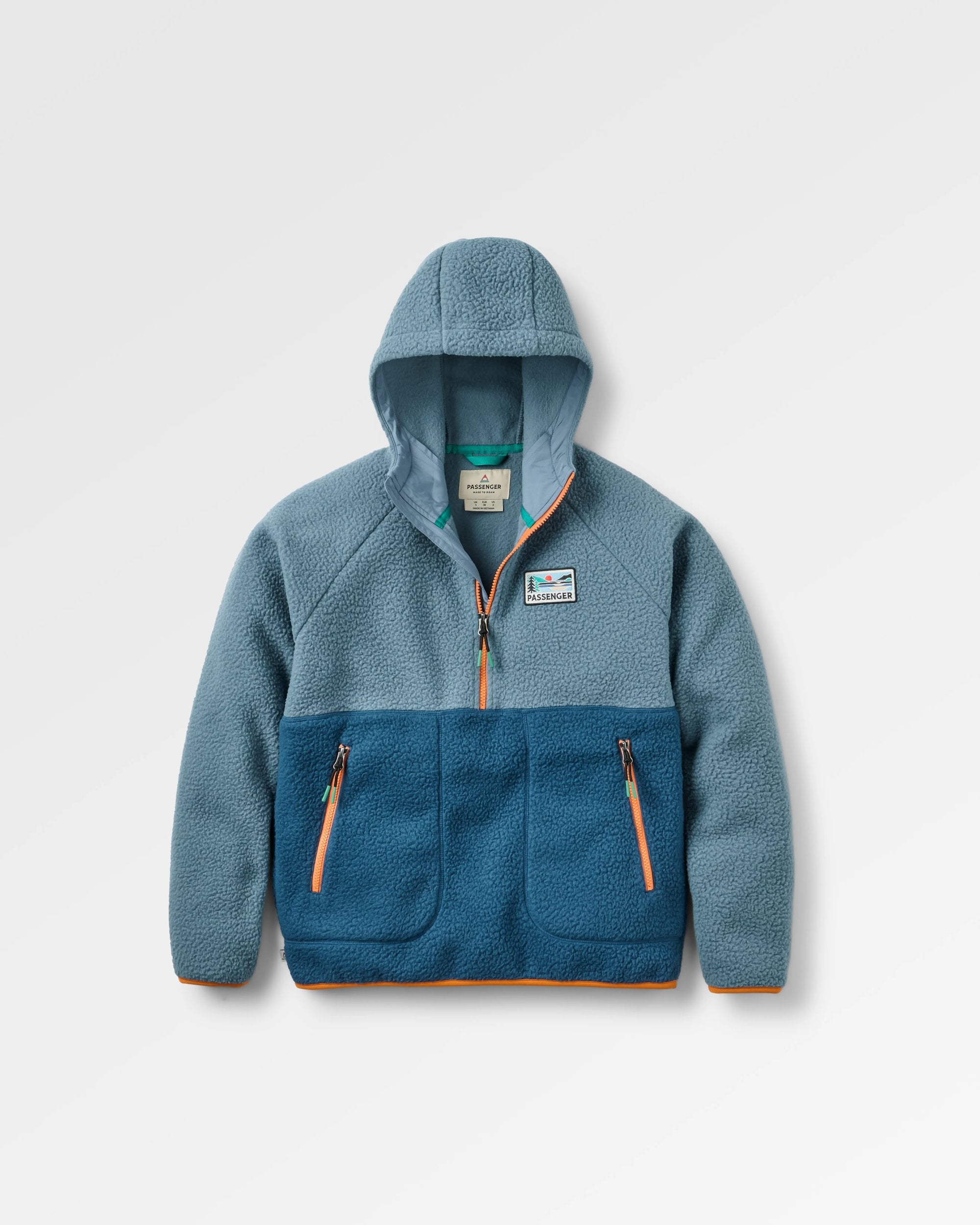 Maine 1/2 Zip Recycled Sherpa Fleece - Stormy Blue/Dark Denim - Flatlay