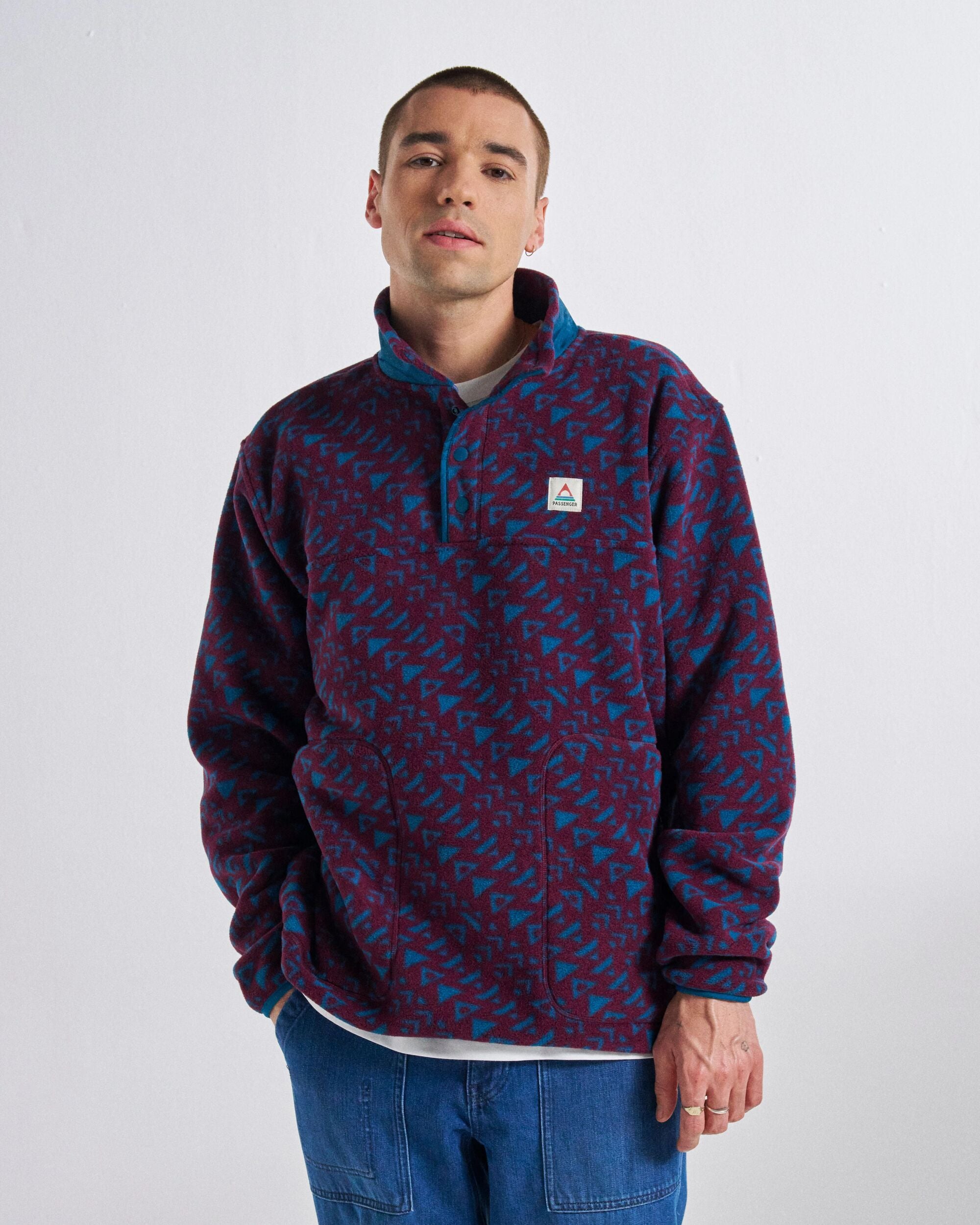 Dusk Recycled Polartec® Fleece - Diagonal Geo Fig - Studio Model