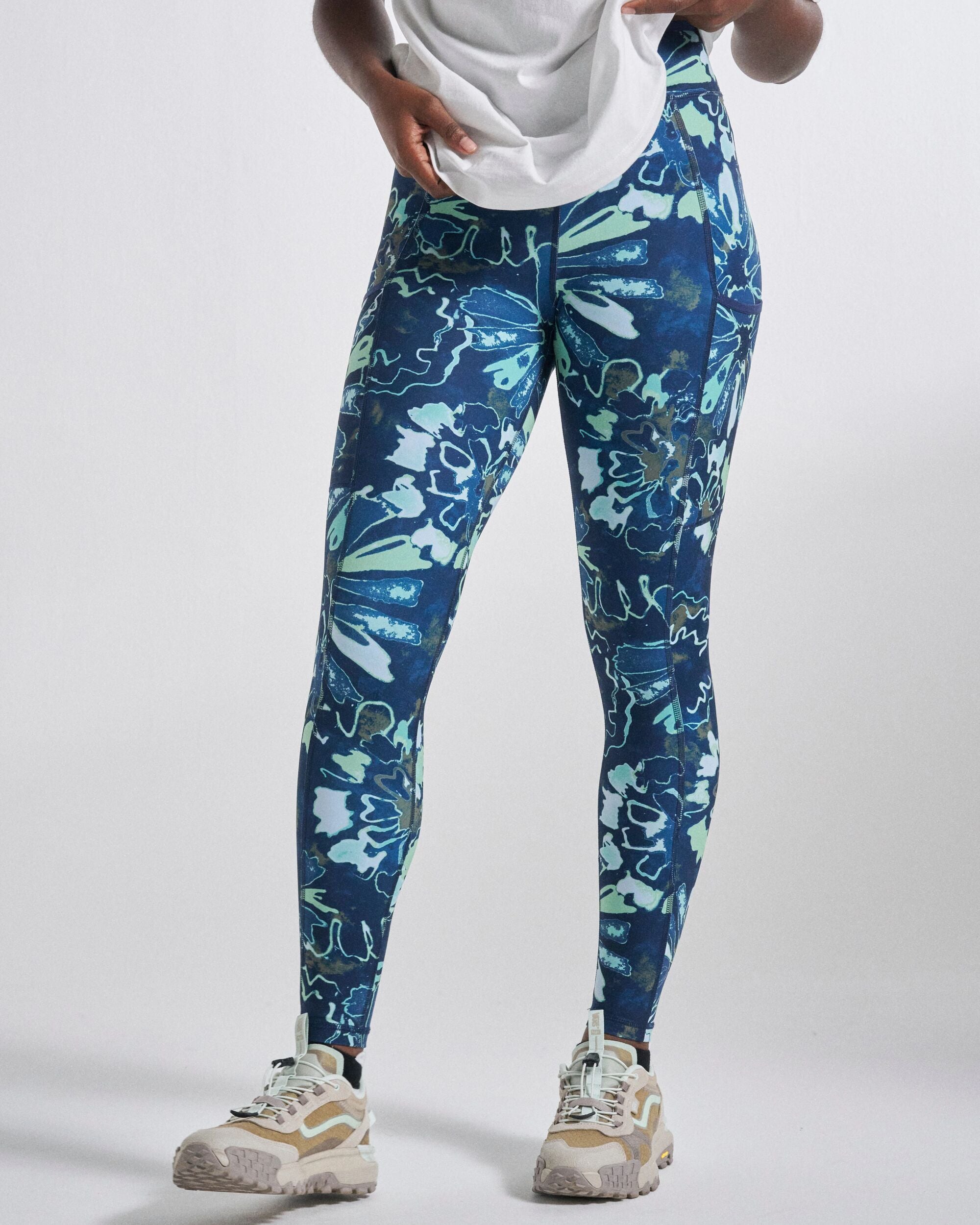 Mantra Recycled Active Legging - Frost Ice Blue - Studio Model