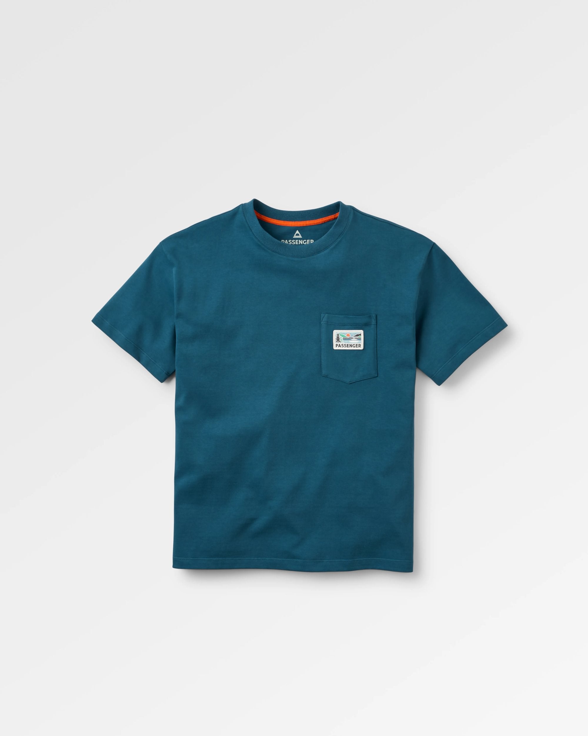 Roamer Patch Relaxed Fit T-Shirt - Dark Denim - Flatlay