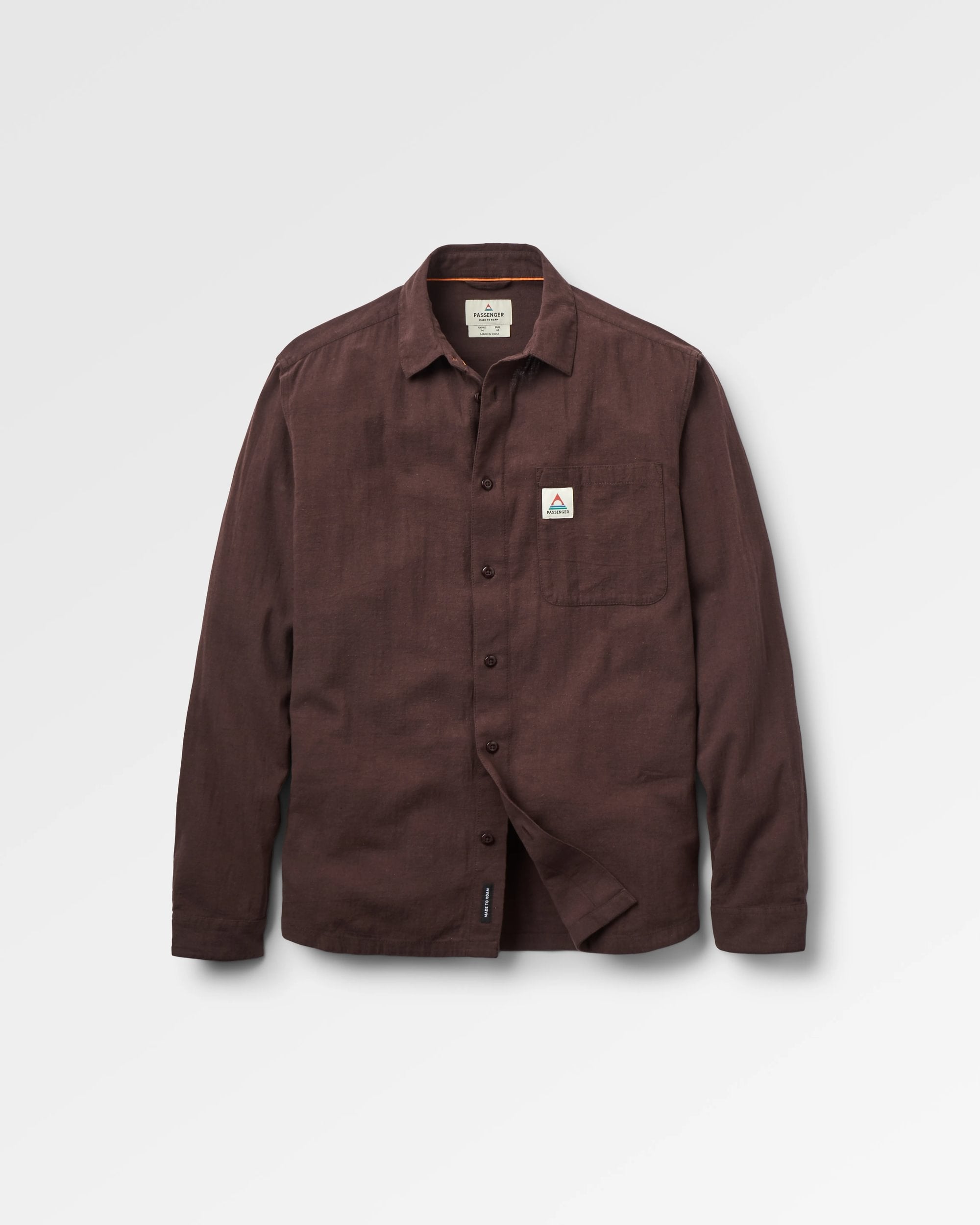 Arica Textured Organic Cotton Shirt - Espresso - Flatlay