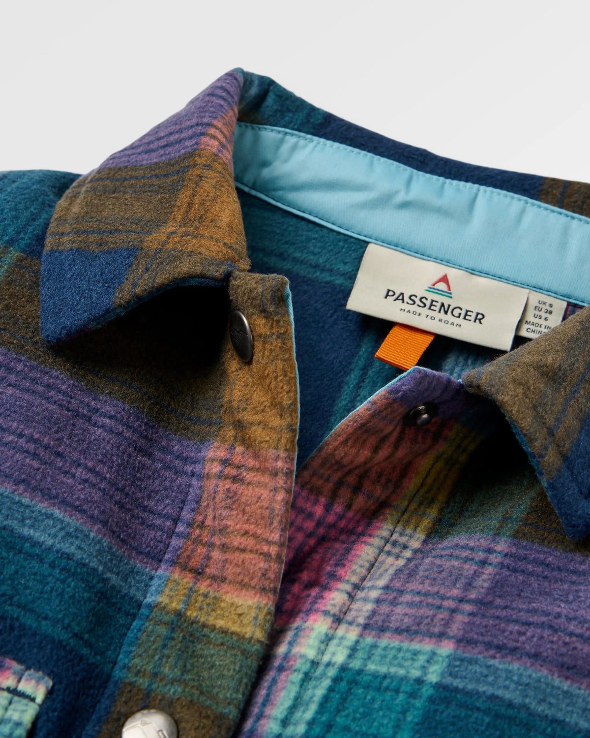 East Polar Fleece Shirt - Rich Navy Multi Check - Flatlay