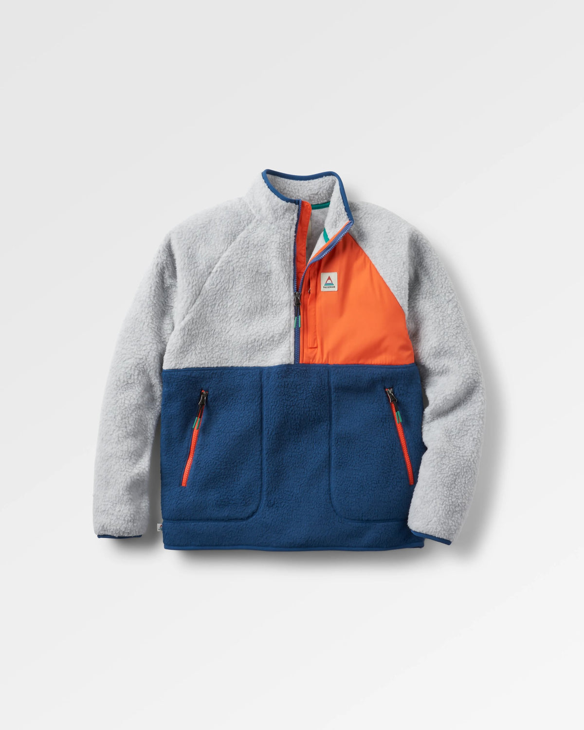 Home Sherpa Fleece - Grey Marl/Dark Denim - Flatlay