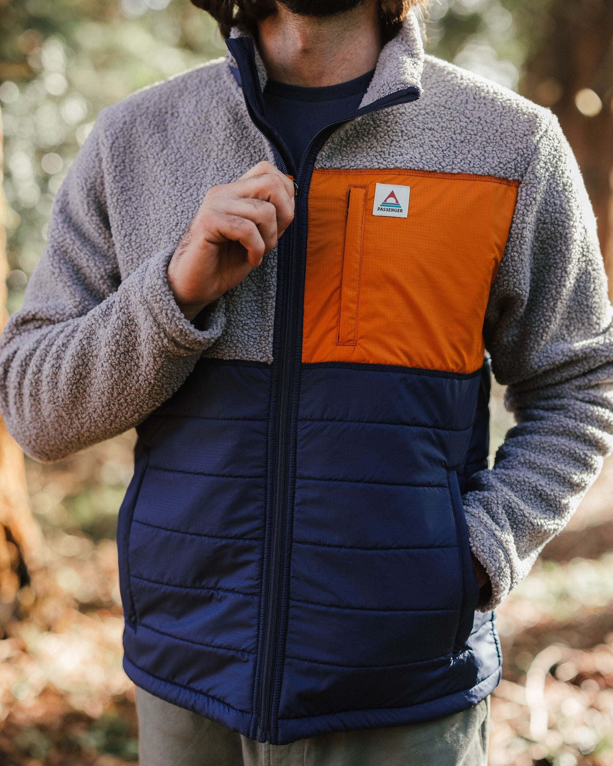 Born Explorer Recycled Polar-Lined Sherpa Fleece - Steel Grey - Lifestyle