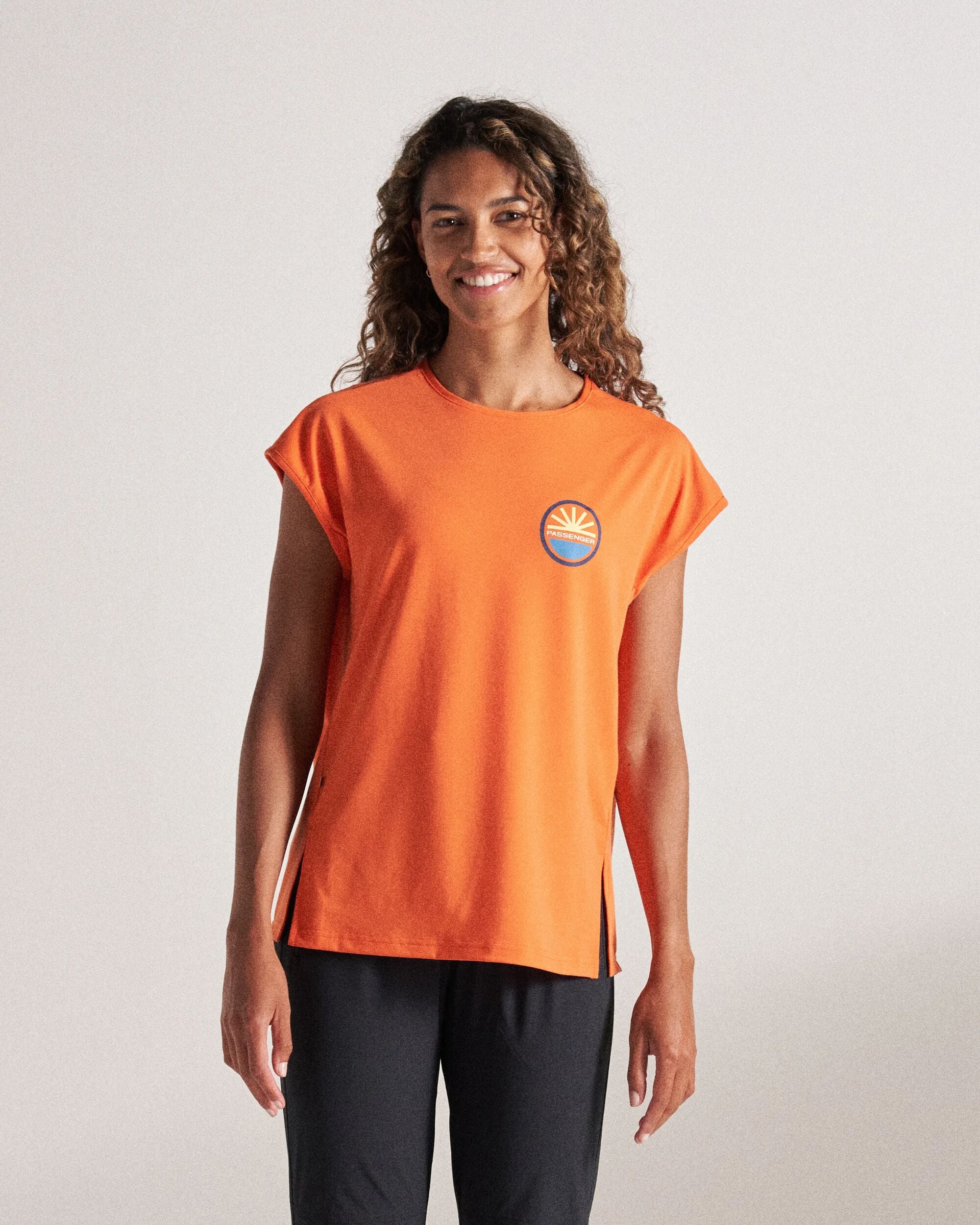 Chase The Light Drirelease® Active T-Shirt - Ember Orange - Studio Model
