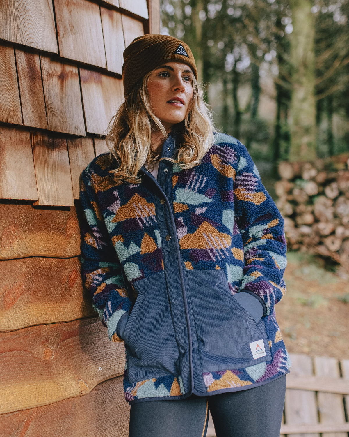 Clover Sherpa Fleece - Deep Blue Camo Pattern - Lifestyle