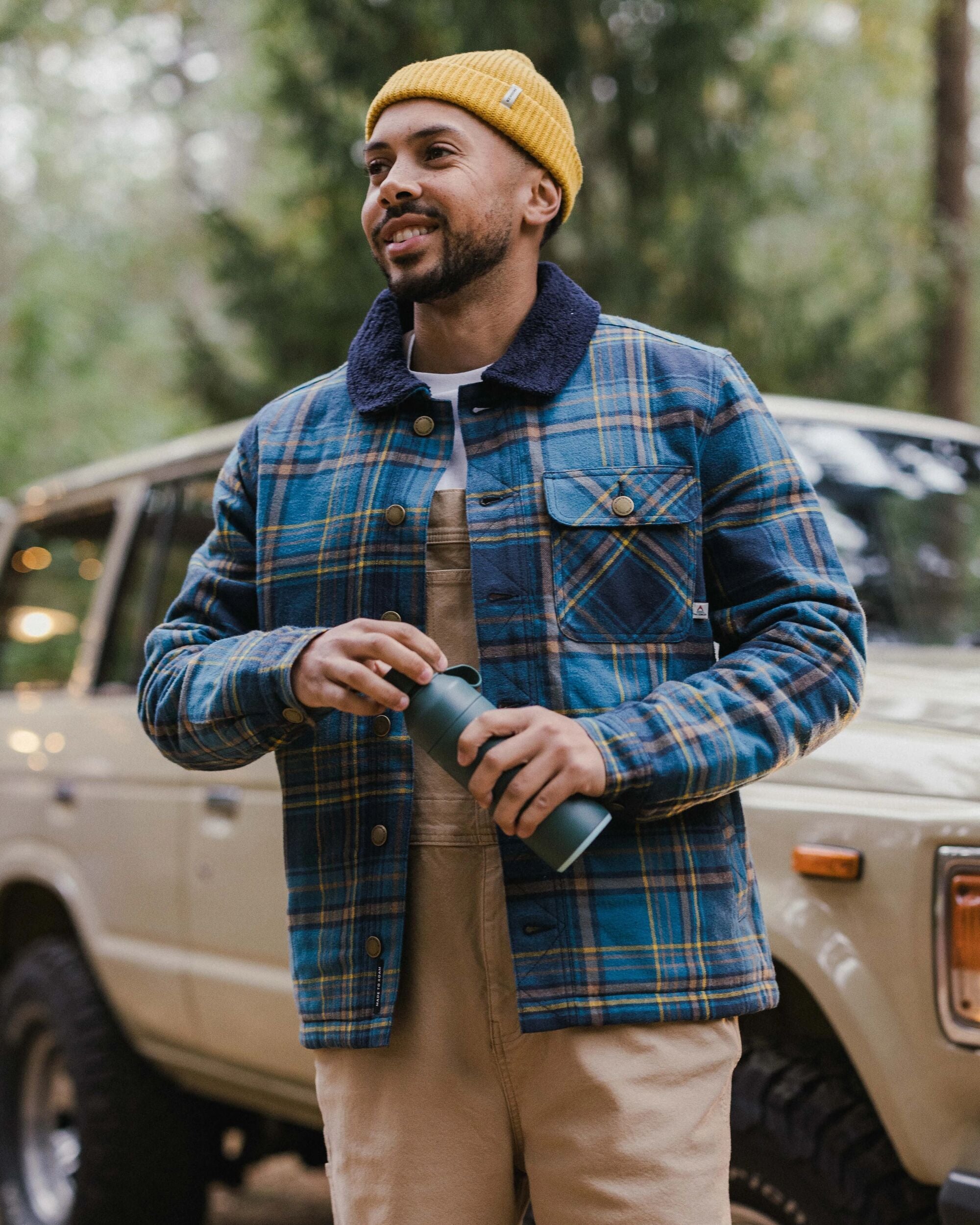 Falcon Organic Cotton Jacket - Tidal Blue Check - Lifestyle
