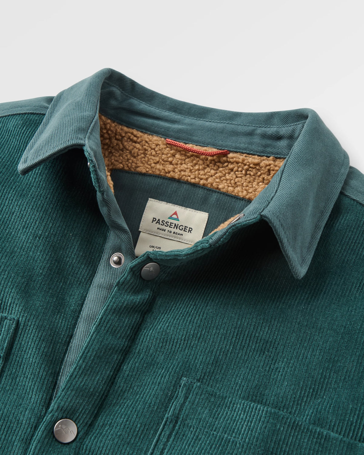 Kodiak Sherpa Lined Cord Overshirt - Dark Fern - Flatlay