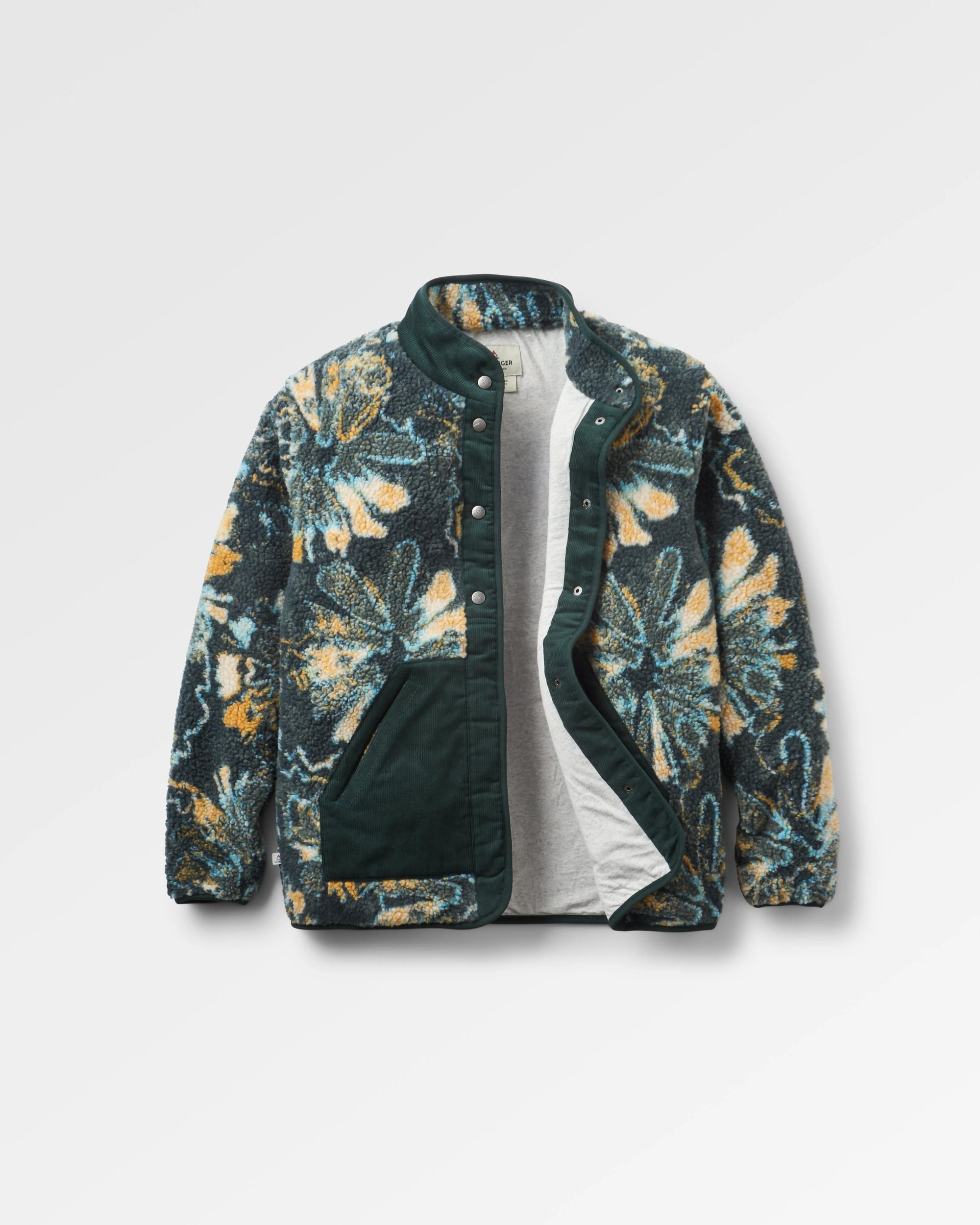 Clover Recycled Cotton-Lined Sherpa Fleece - Frost Dark Fern - Flatlay