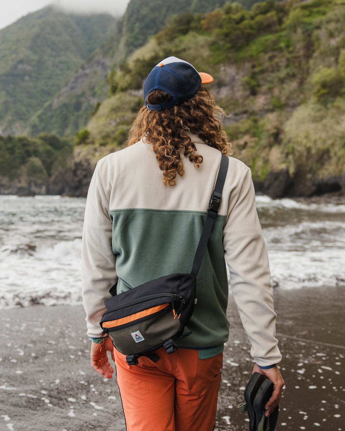 Set Off Polar 1/4 Zip Fleece - Oatmeal/ Dark Forest - Lifestyle