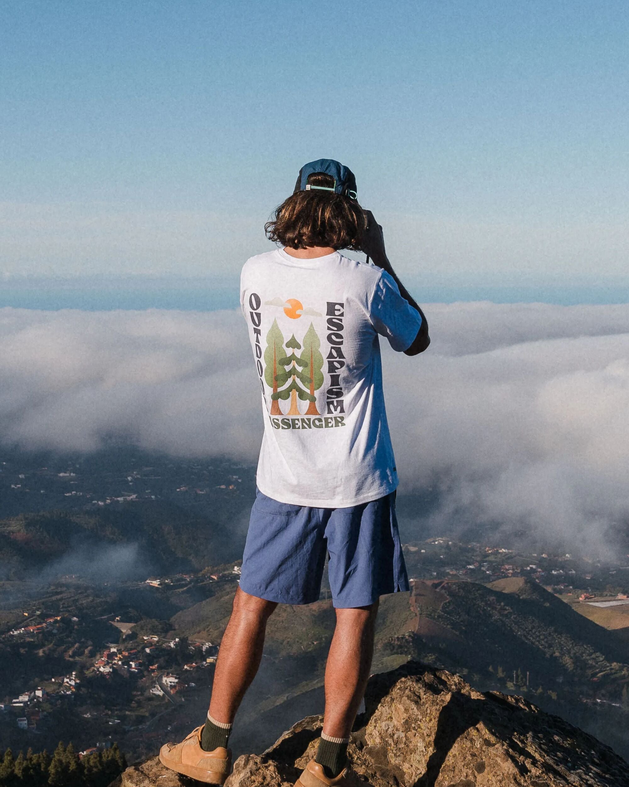 Tall Pines Men's Recycled Cotton T-Shirt - White - Lifestyle