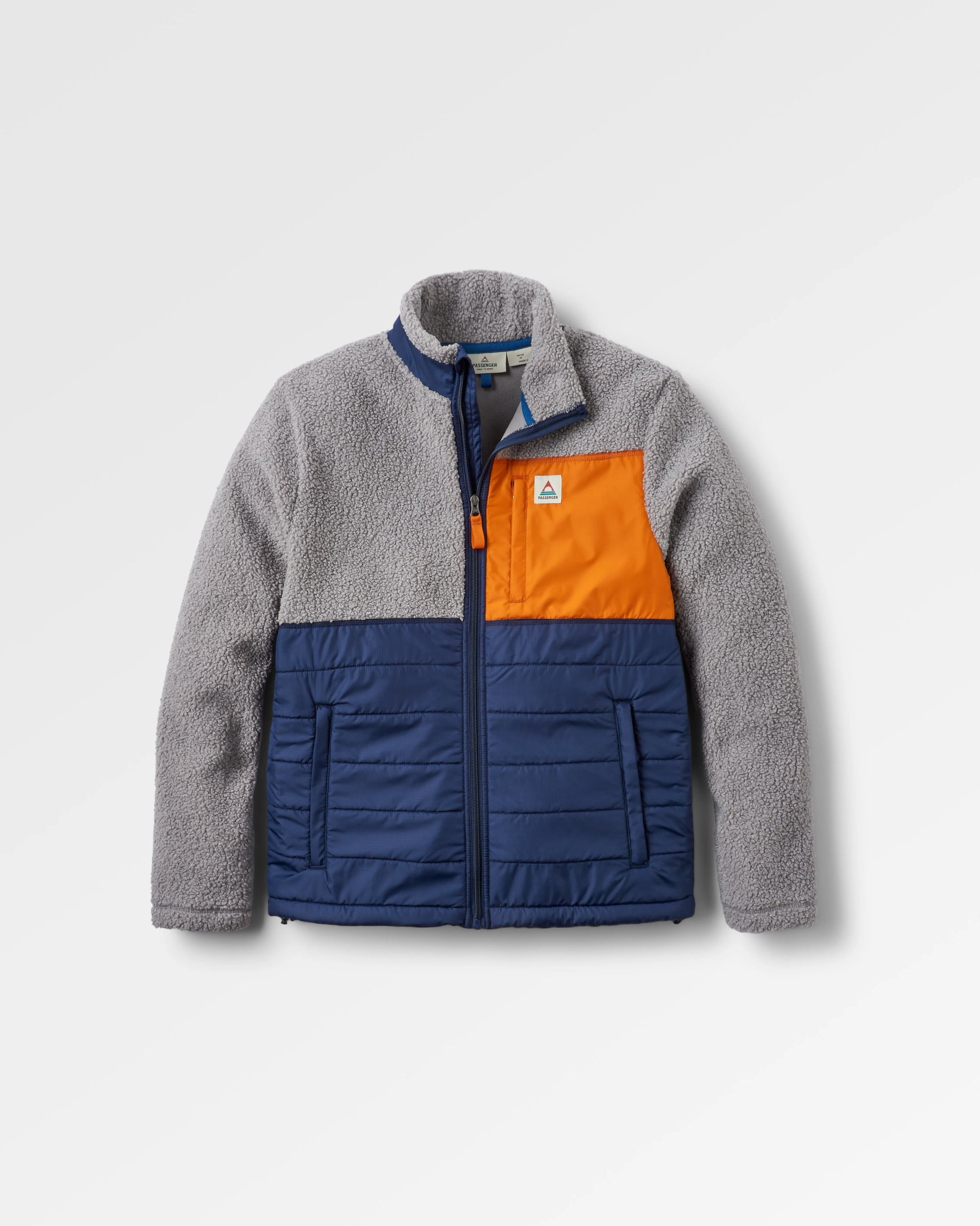 Born Explorer Recycled Polar-Lined Sherpa Fleece - Steel Grey - Flatlay