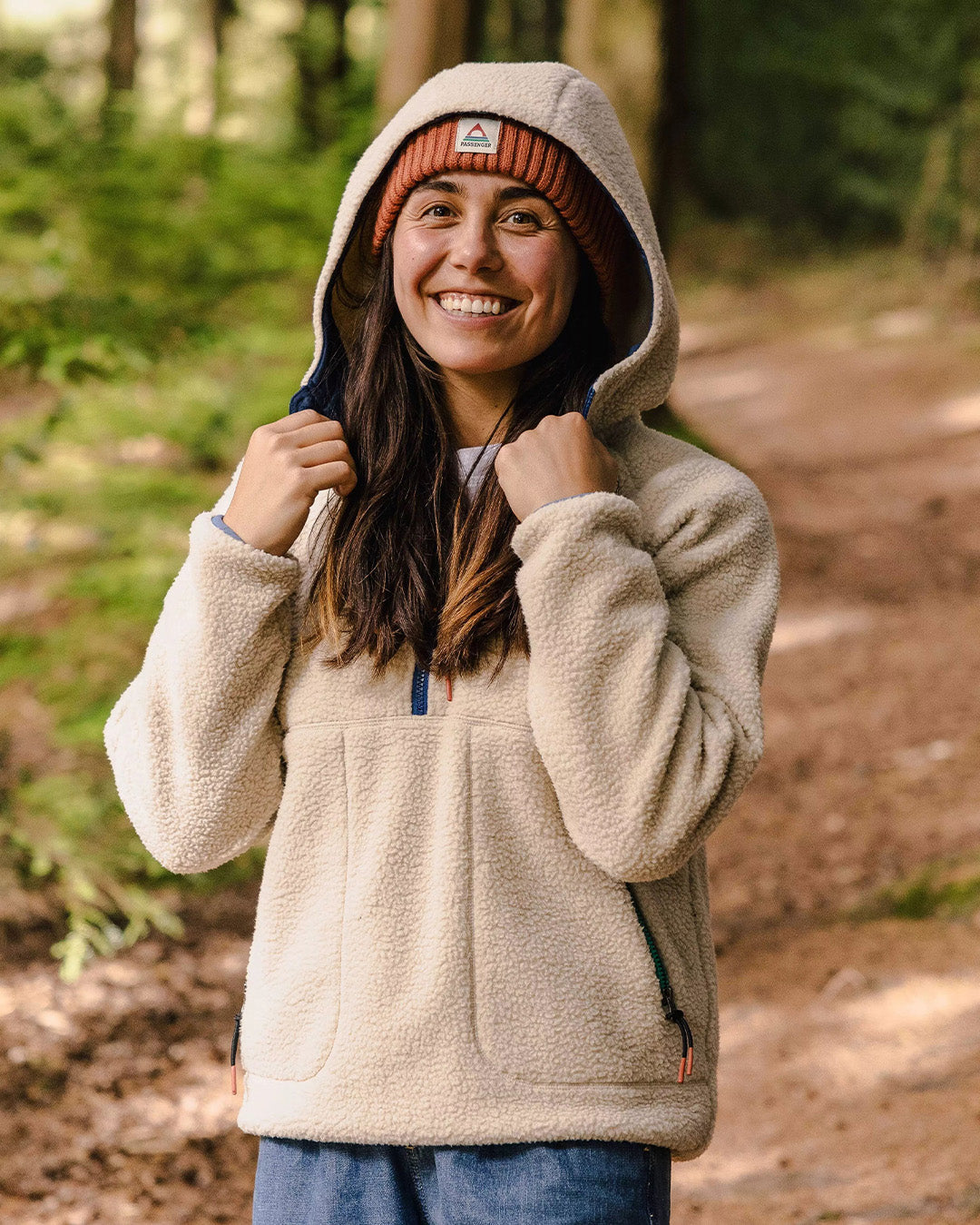 Maine 1/2 Zip Recycled Sherpa Fleece - Oatmeal - Lifestyle