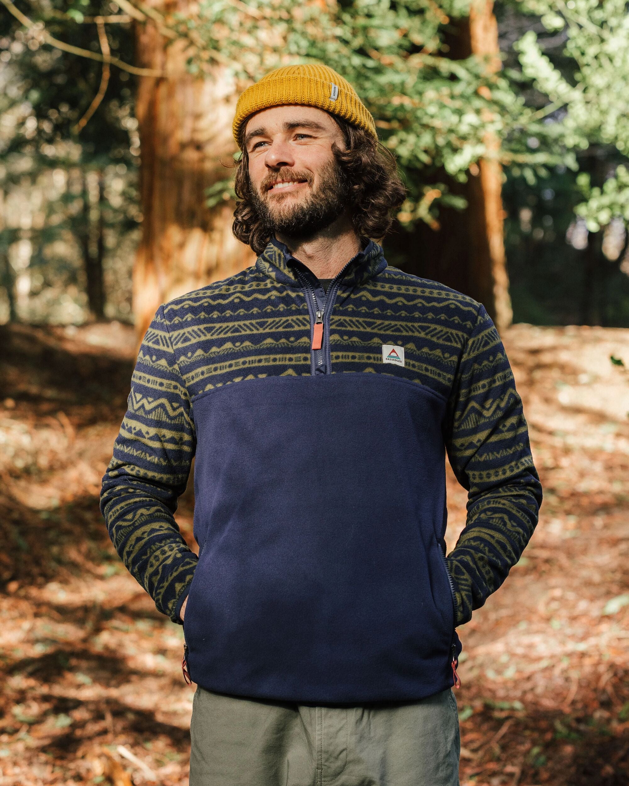Set Off Polar 1/4 Zip Fleece - Mountain Geo Khaki/Rich Navy - Lifestyle