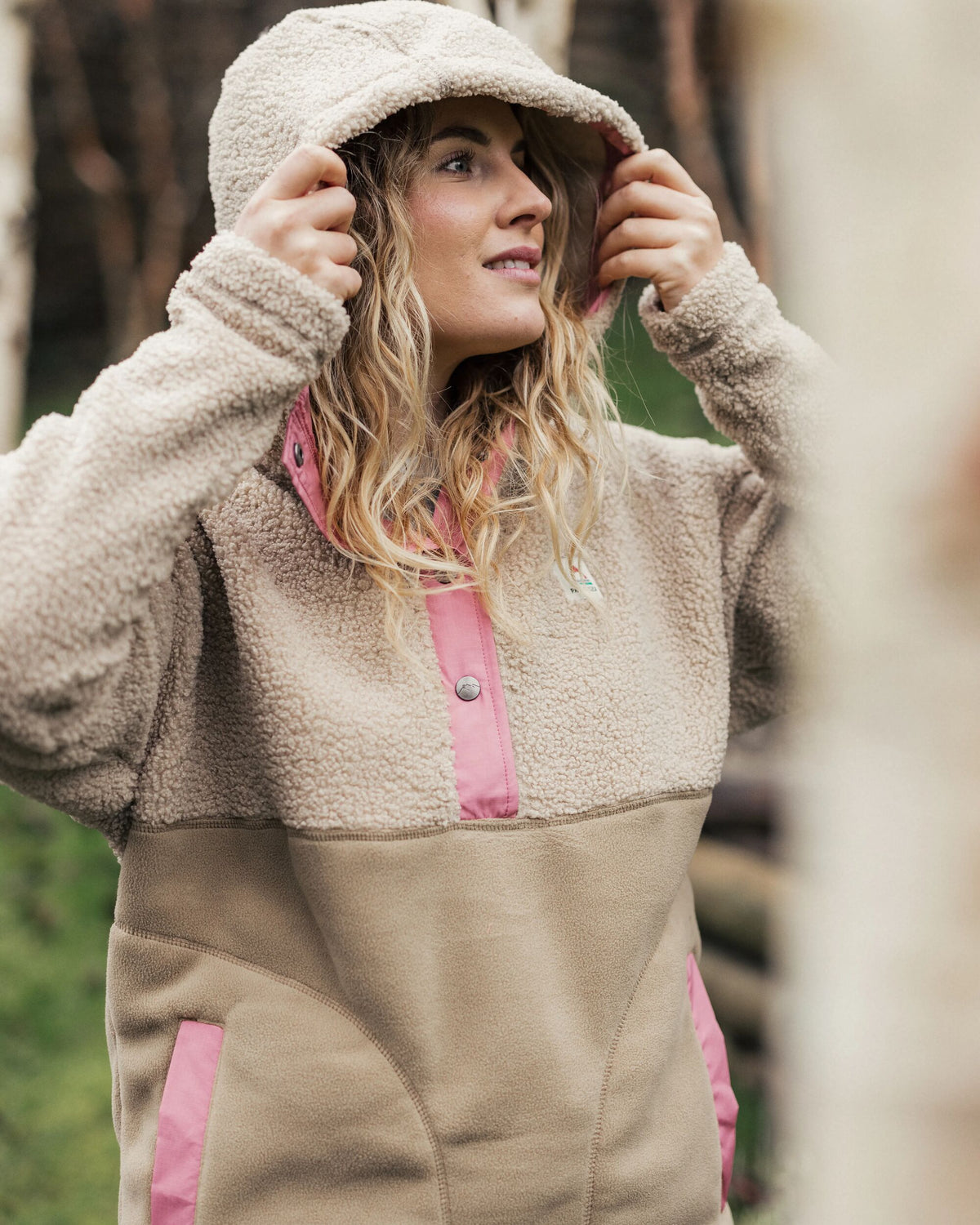 Calla Hooded Polar-Lined Fleece - Feather/Biscuit - Lifestyle