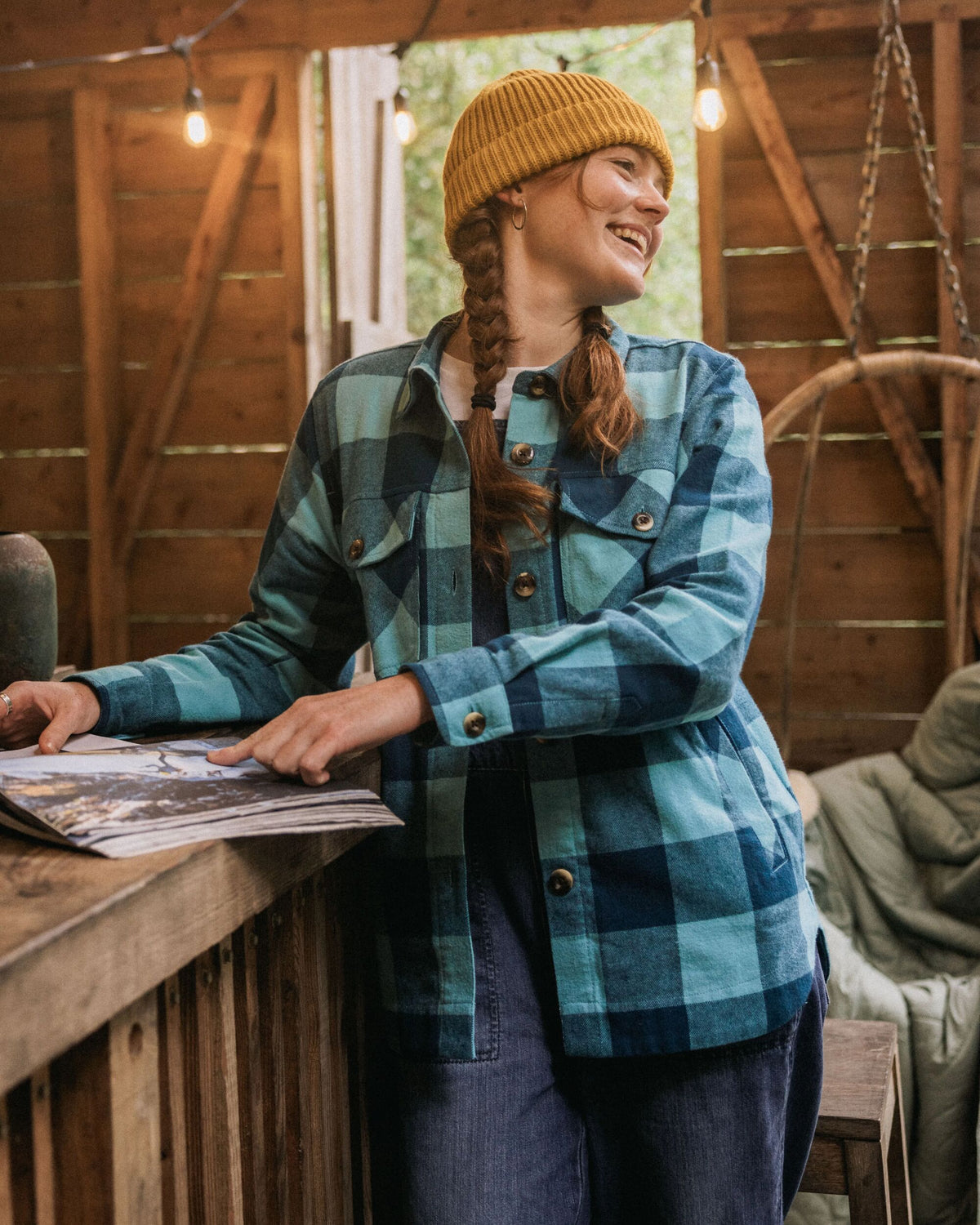 Stella Organic Cotton LS Shirt - Retro Blue Check - Lifestyle