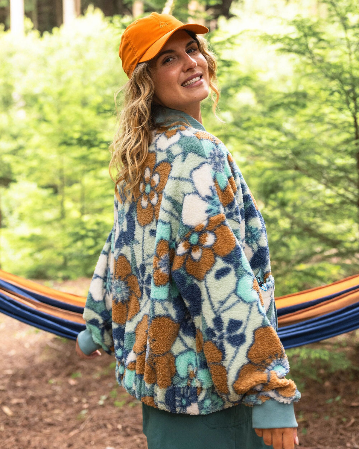 Lucia Sherpa Fleece - Vintage Floral Aqua - Lifestyle