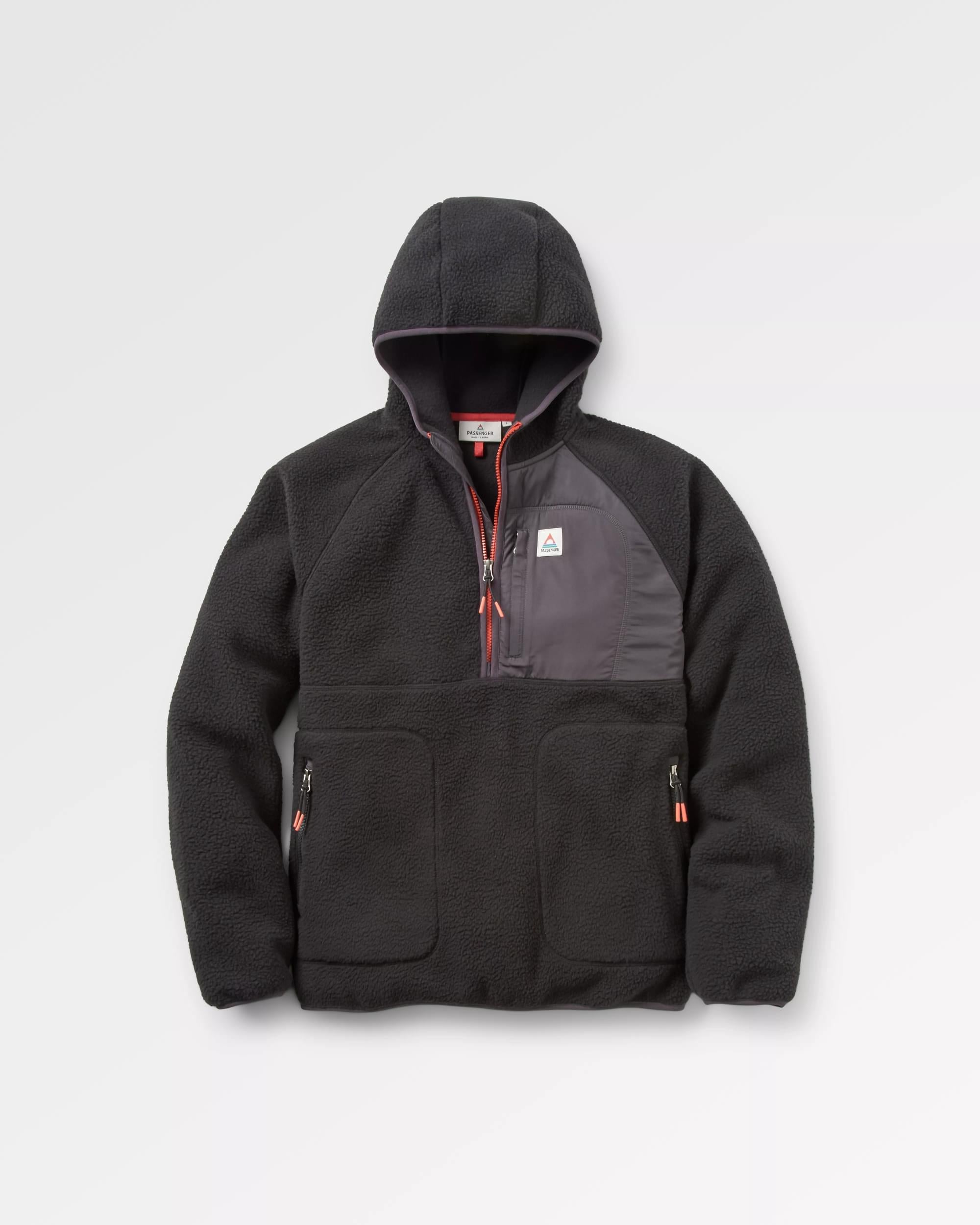 Ventura 1/2 Zip Recycled Sherpa Fleece - Black - Flatlay