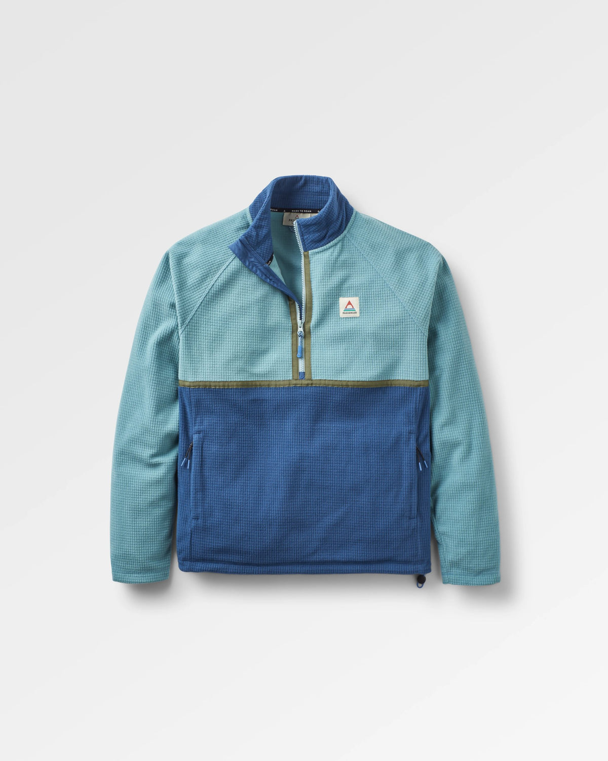 Overlook Recycled Grid Polar Fleece - Arctic/Dark Denim - Flatlay