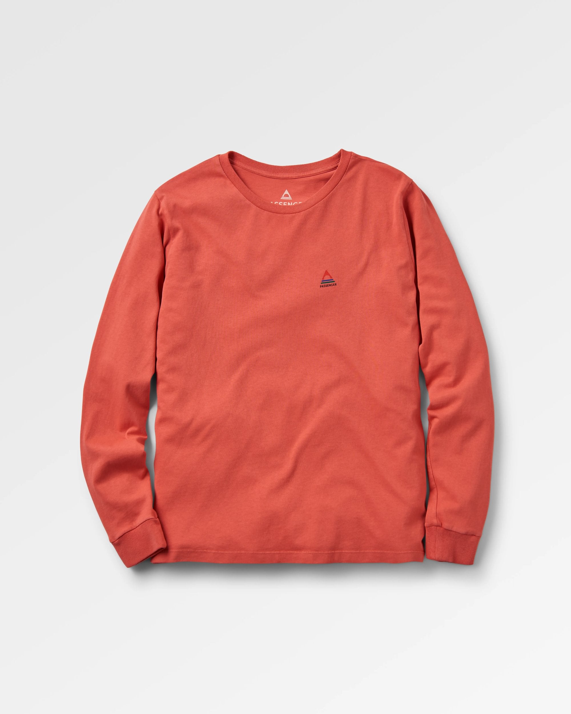 Classic Recycled Cotton LS T-Shirt - Mineral Red - Flatlay