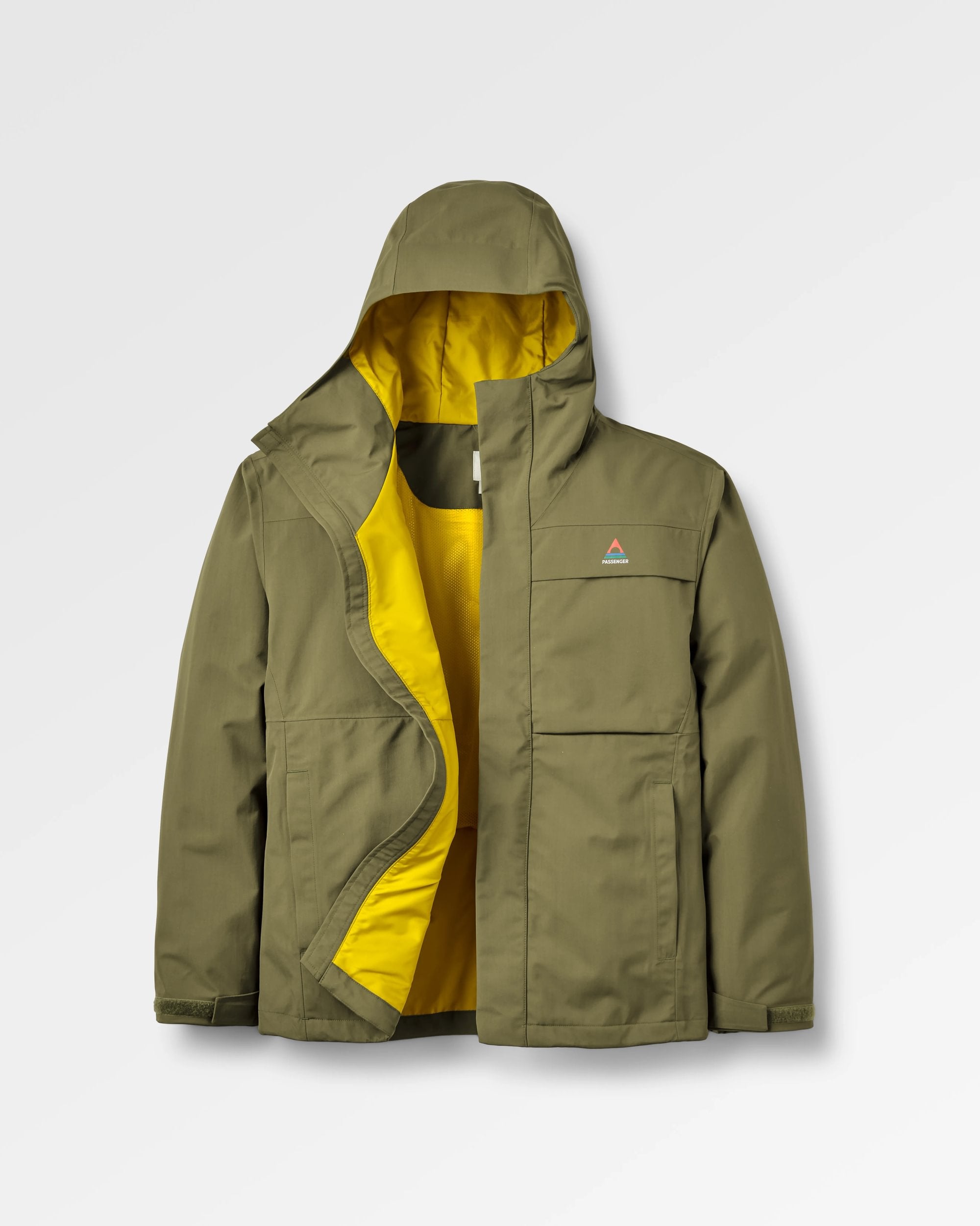 Overland Waterproof Jacket - Dark Olive - Flatlay