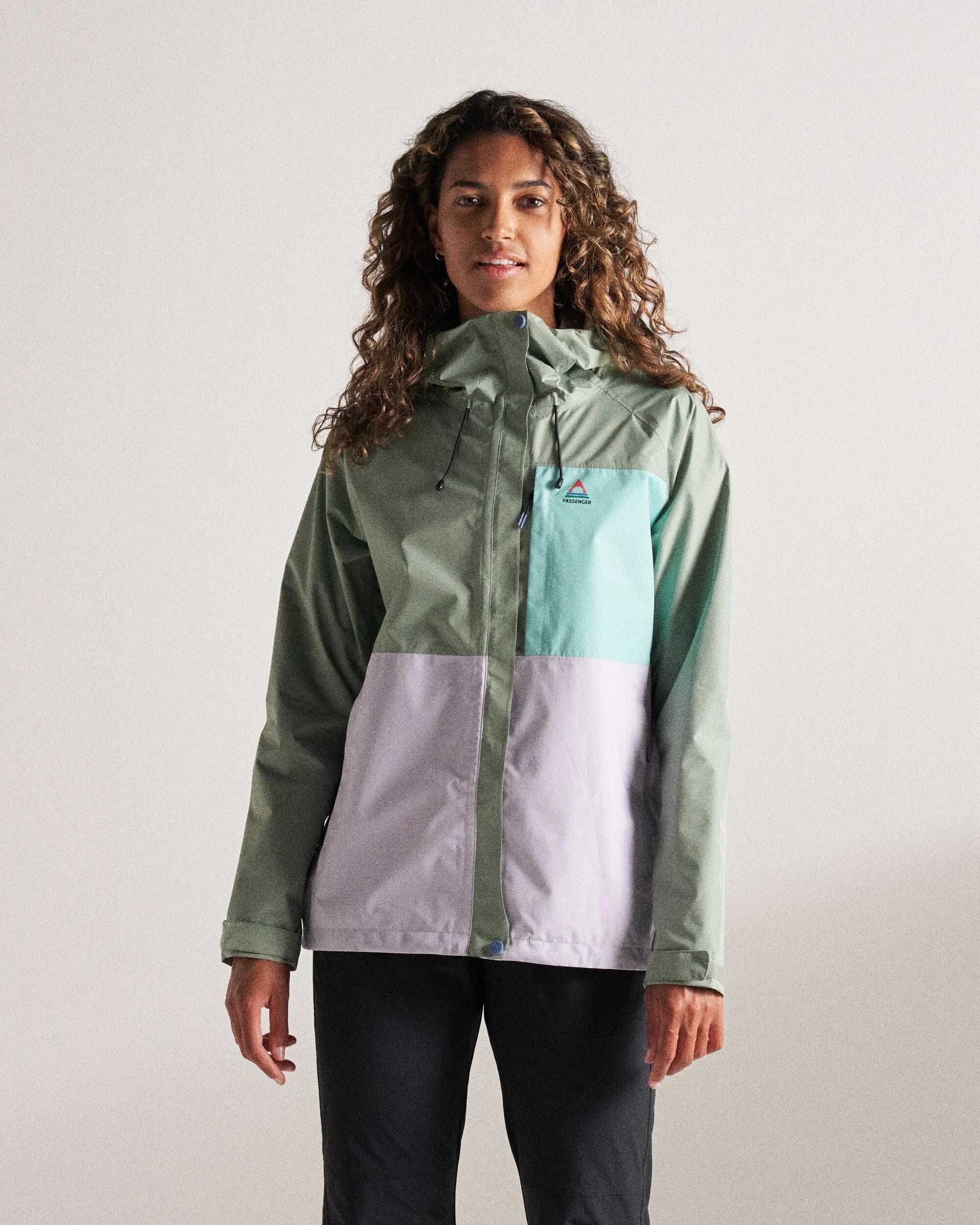 Trailscape Women's Waterproof Jacket - Pistachio/Lilac Mist/Aqua - Studio Model