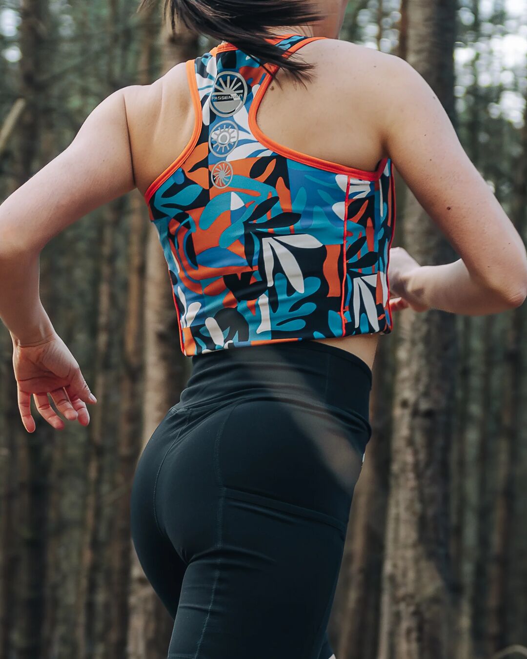 Mantra Recycled Active Crop Top - Mountain Foliage Blue - Lifestyle