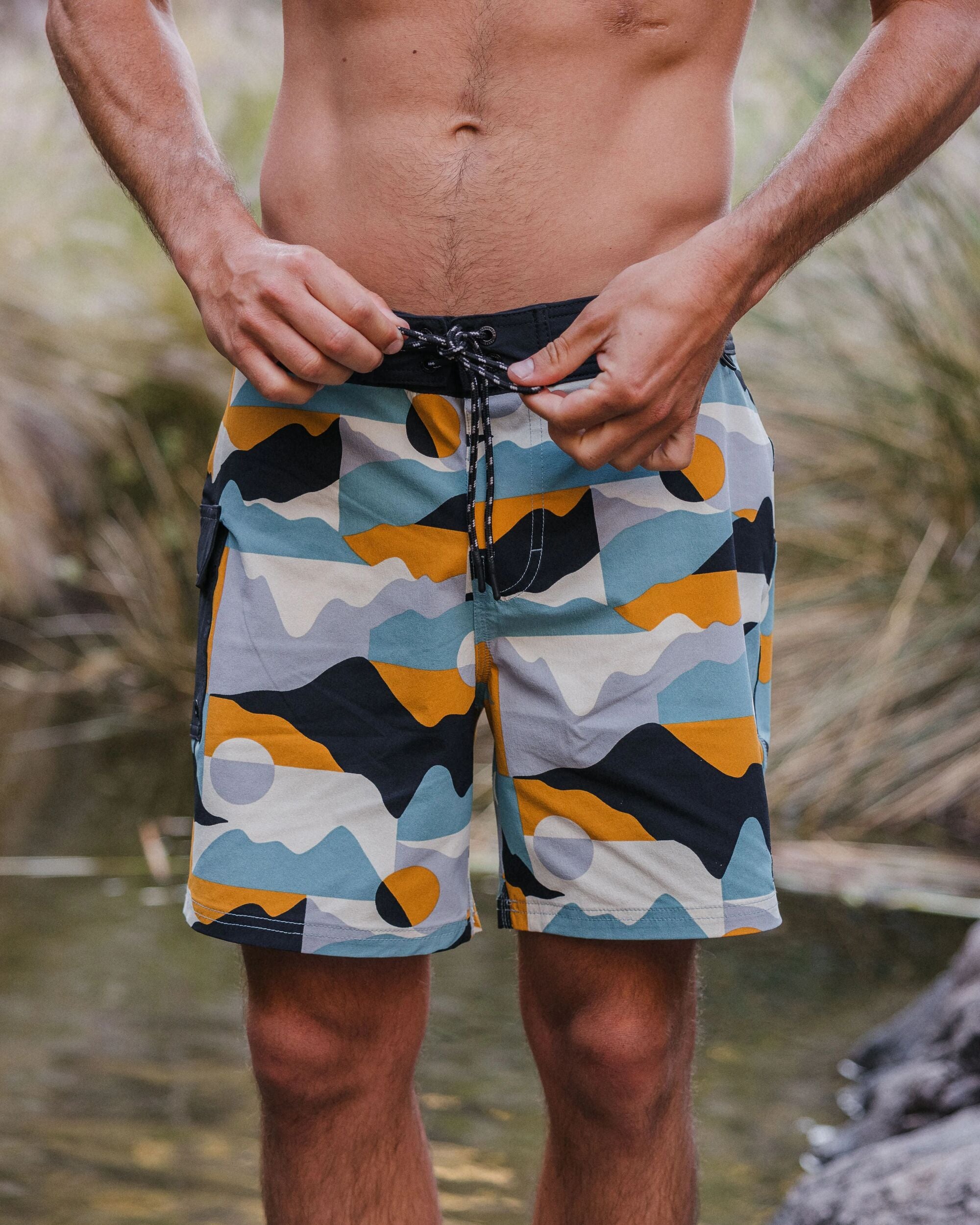 Cutback NetPlus® Recycled Boardshort - Vista Patchwork Arctic - Lifestyle