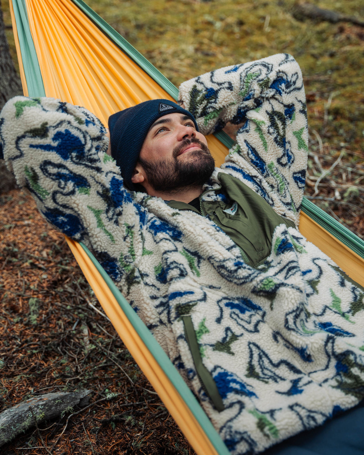 Offroad Recycled Sherpa 1/2 Zip Fleece - Abstract Strata Green - IGC