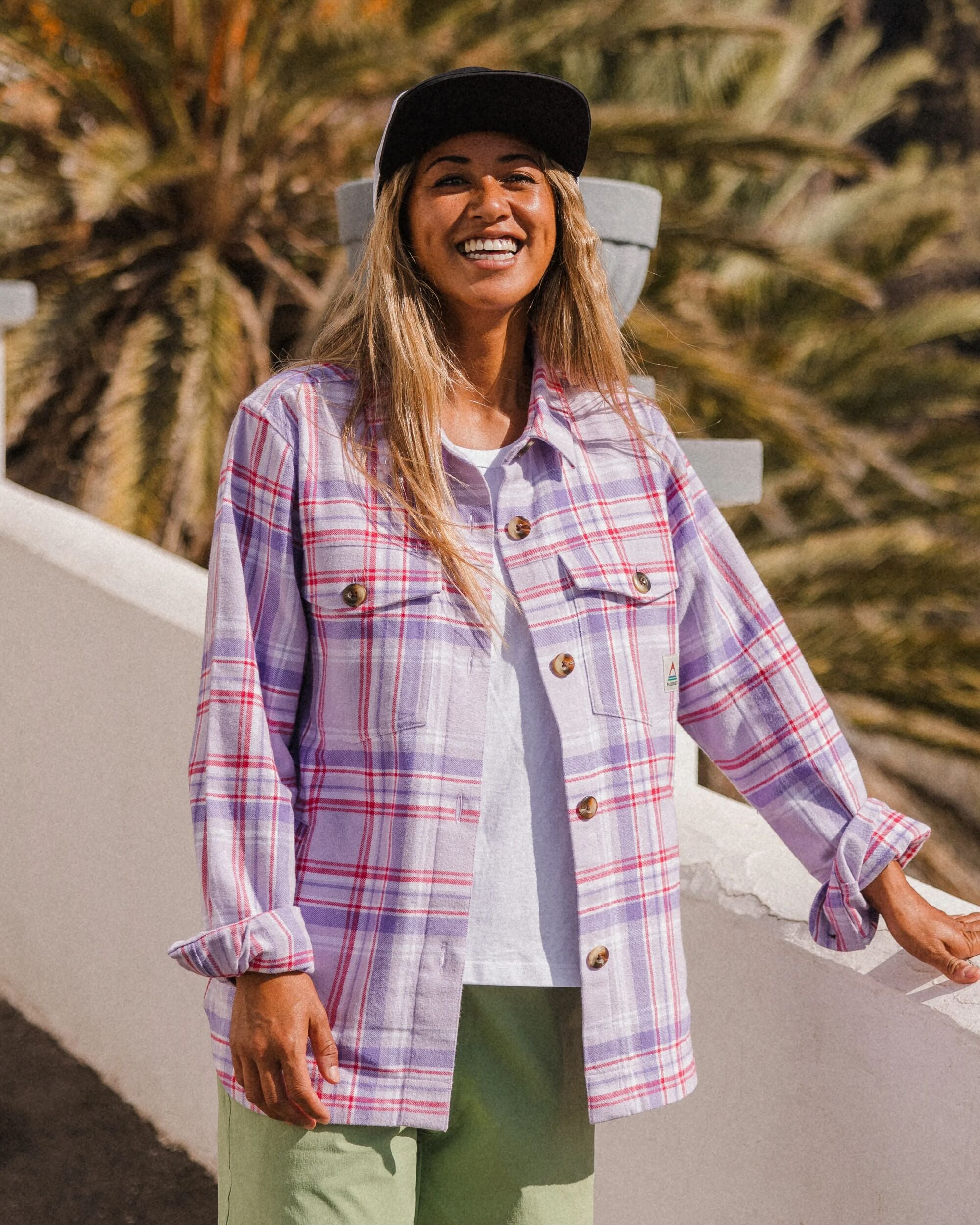 Stella Organic Cotton LS Shirt - Retro Purple Check - Lifestyle