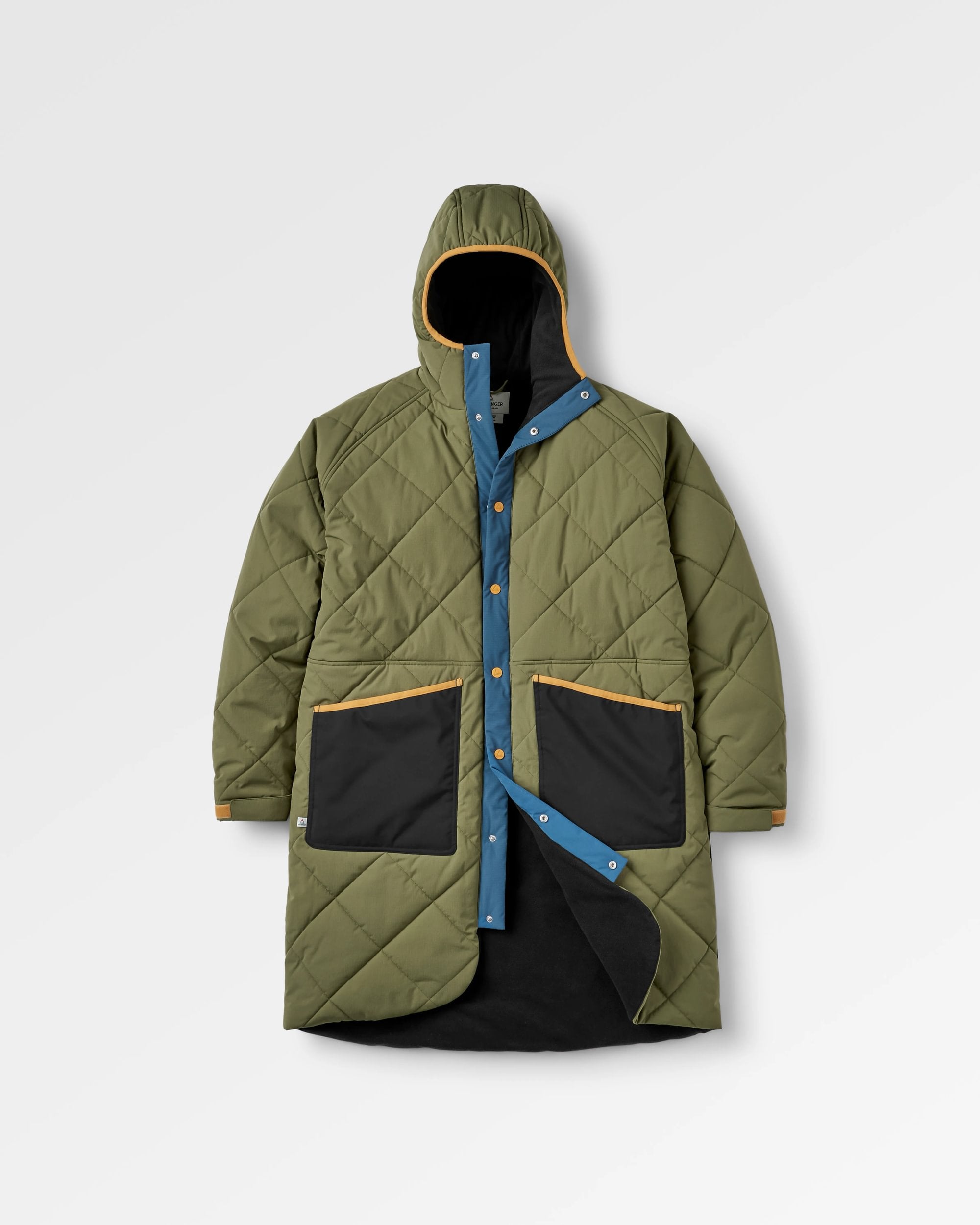 Campscape Recycled Fleece Lined Parka - Black/Khaki - Flatlay
