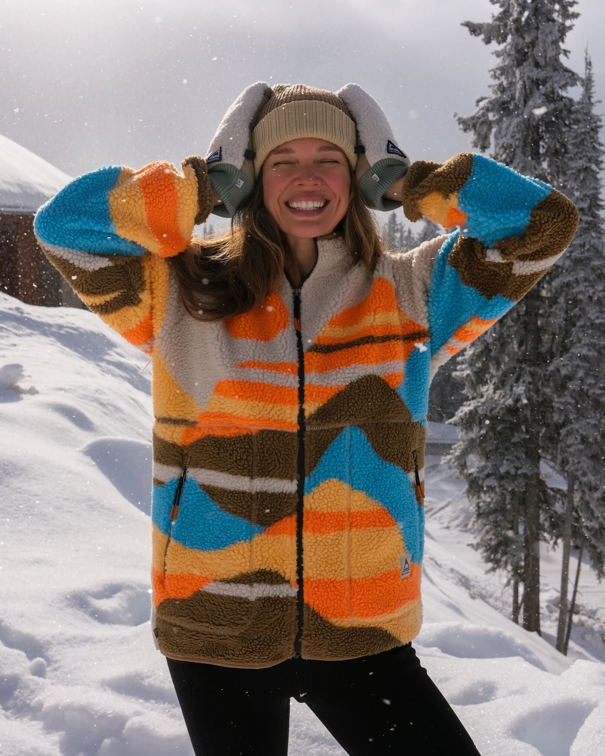 Fairbanks Full Zip Recycled Sherpa Fleece - Mountain Sunset Multi - IGC