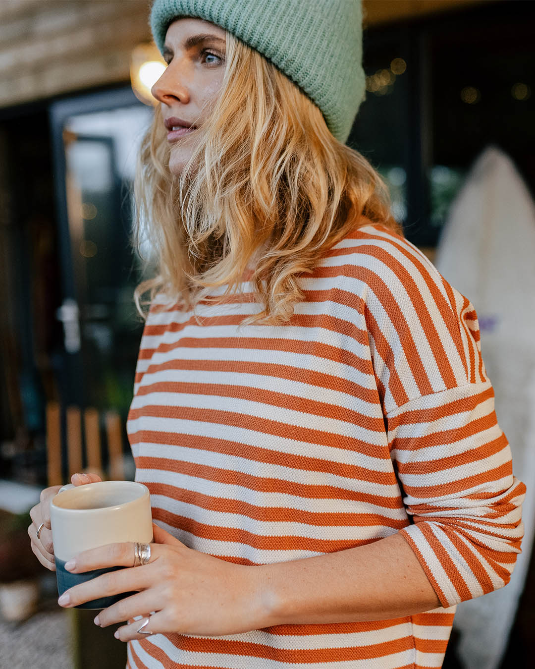 Panorama Striped Ls T-Shirt - Glazed Ginger