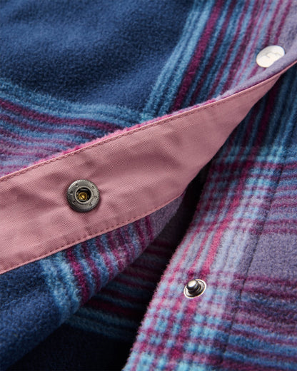 East Recycled Polar Fleece Shirt - Rich Navy/Pink Haze Check - Flatlay