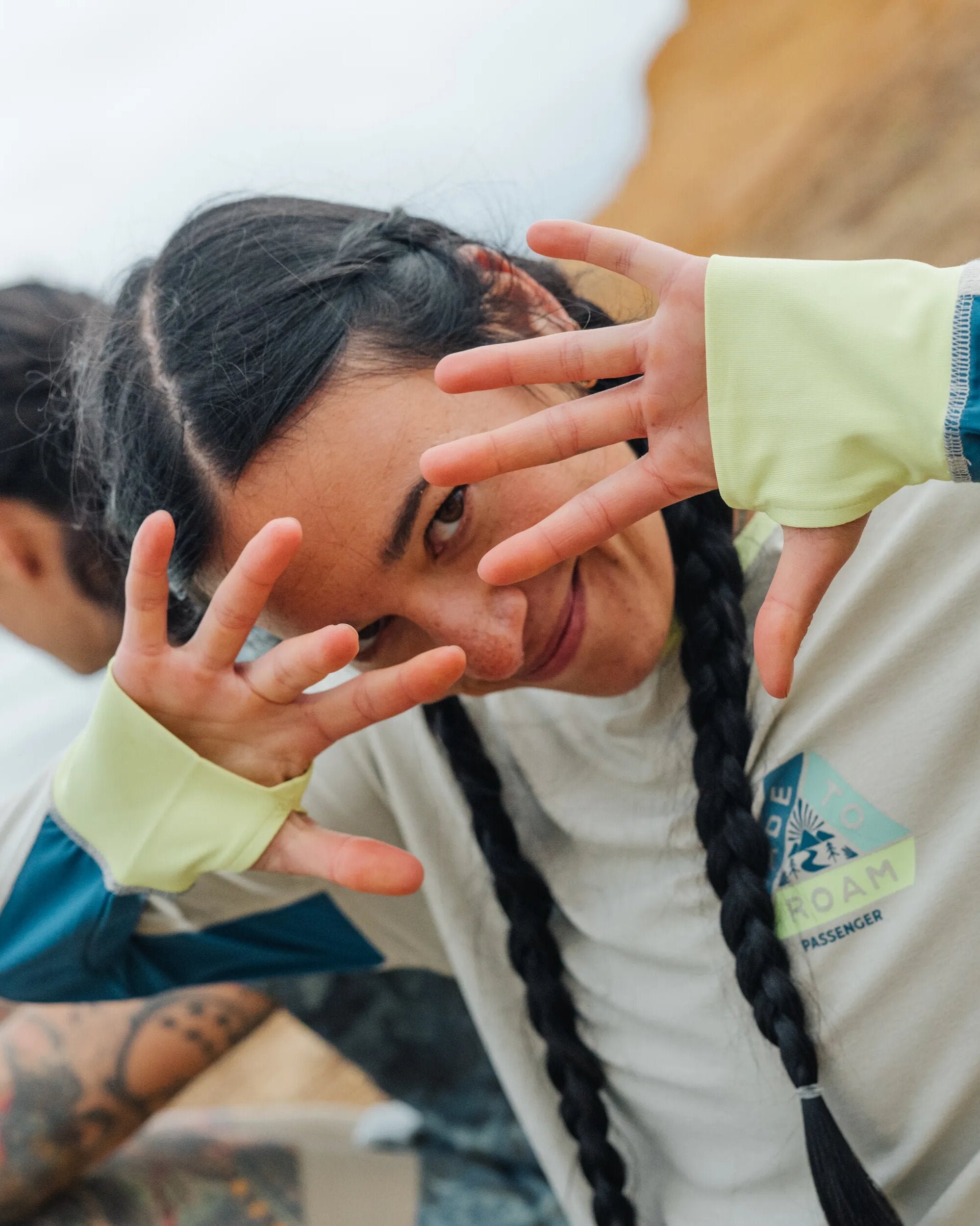 Pacifica Recycled Active LS Top - Birch Marl - Lifestyle