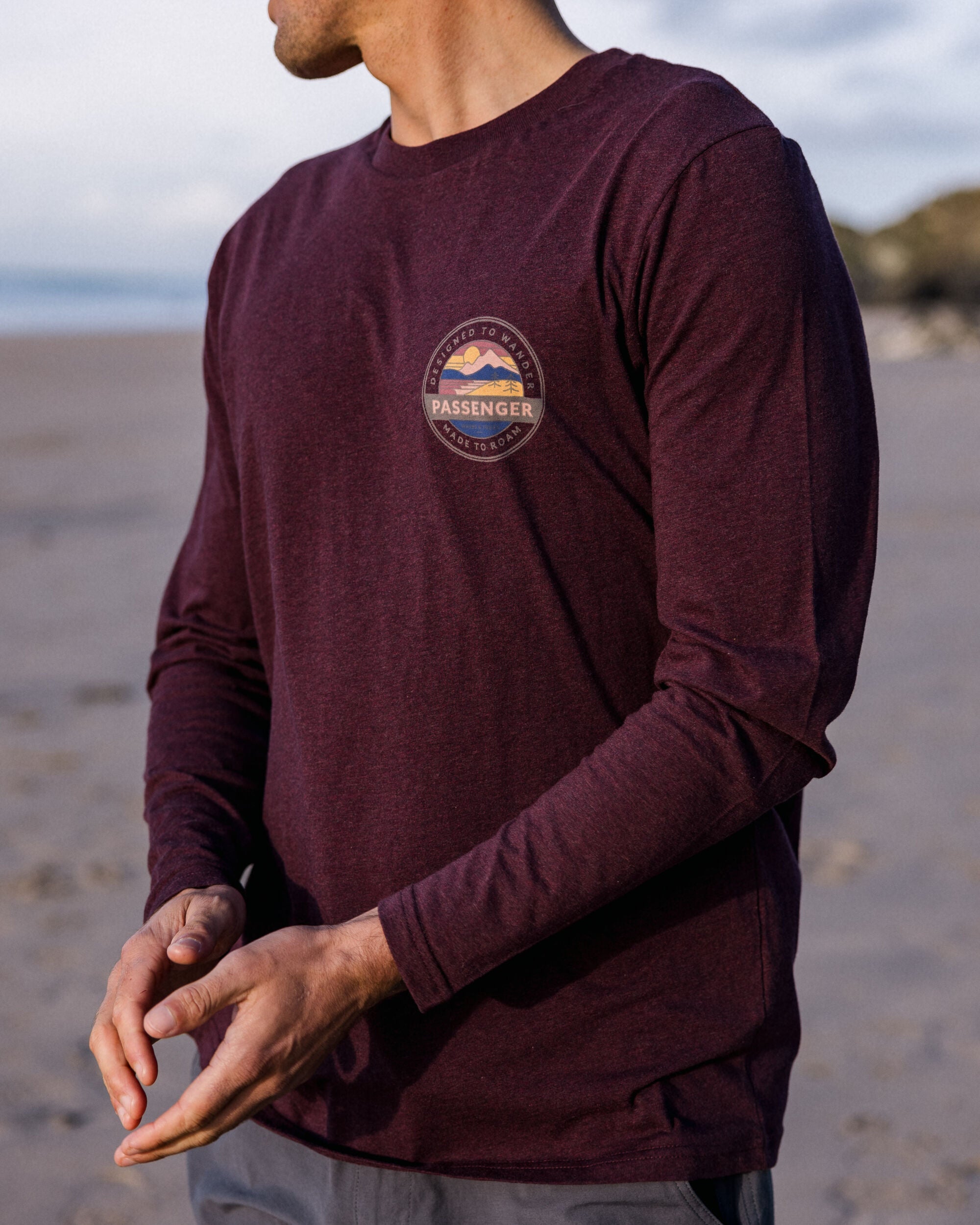 Odyssey Recycled Cotton LS T-Shirt - Wine Marl - Lifestyle - Male