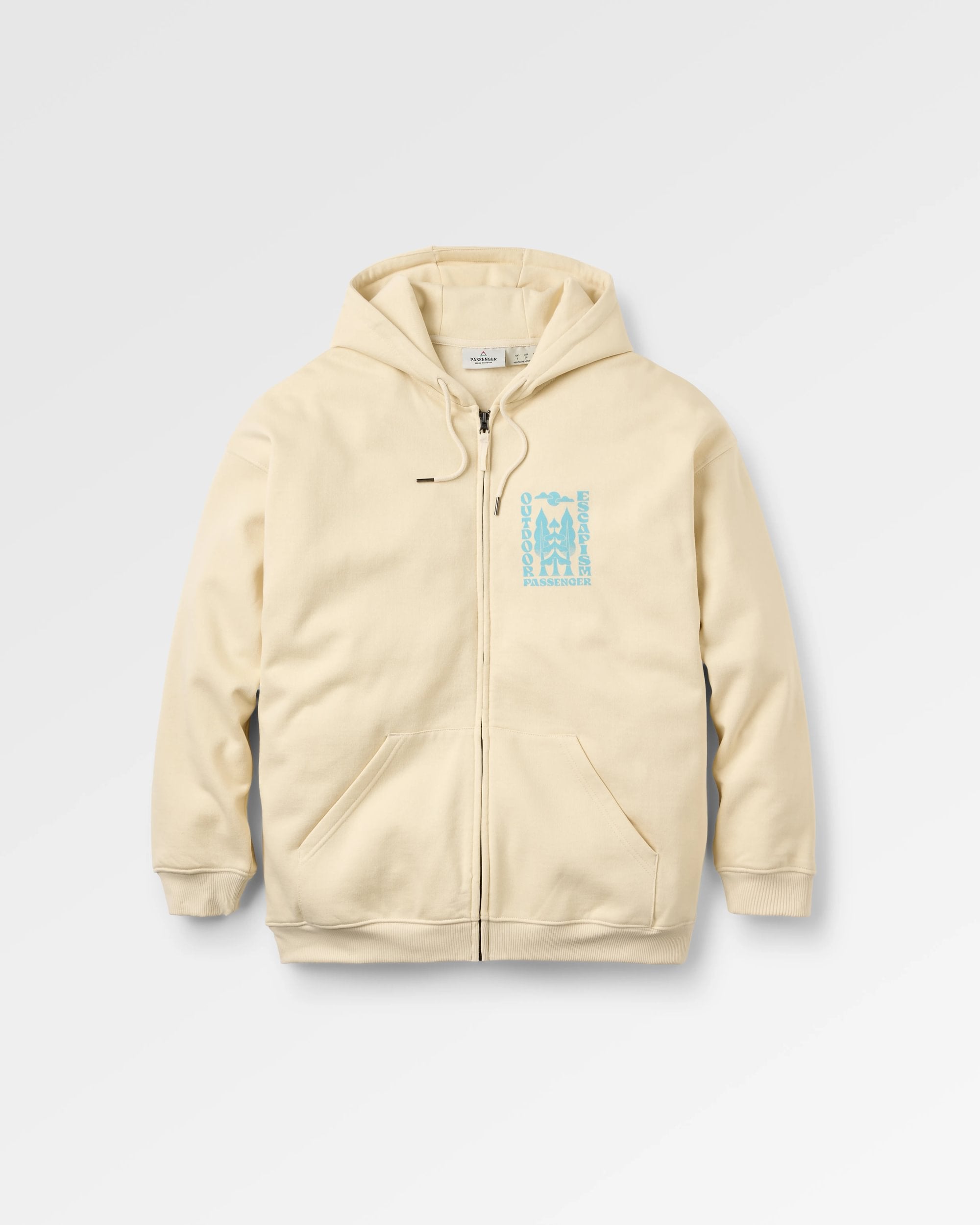 Tall Pines Full Zip Recycled Cotton Hoodie - Birch - Flatlay