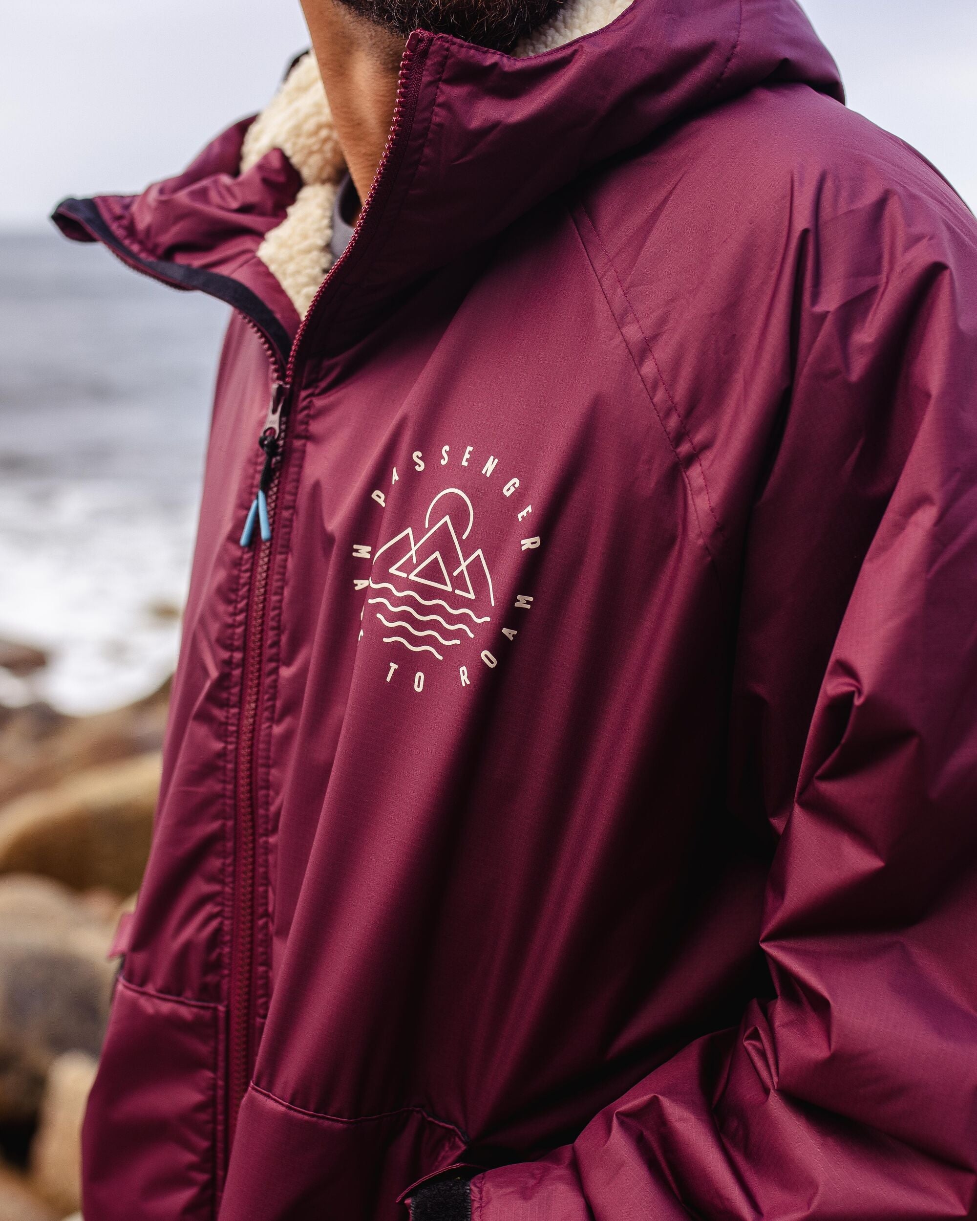 Escapism Recycled Sherpa Lined Changing Robe - Windsor Wine - Lifestyle - Male