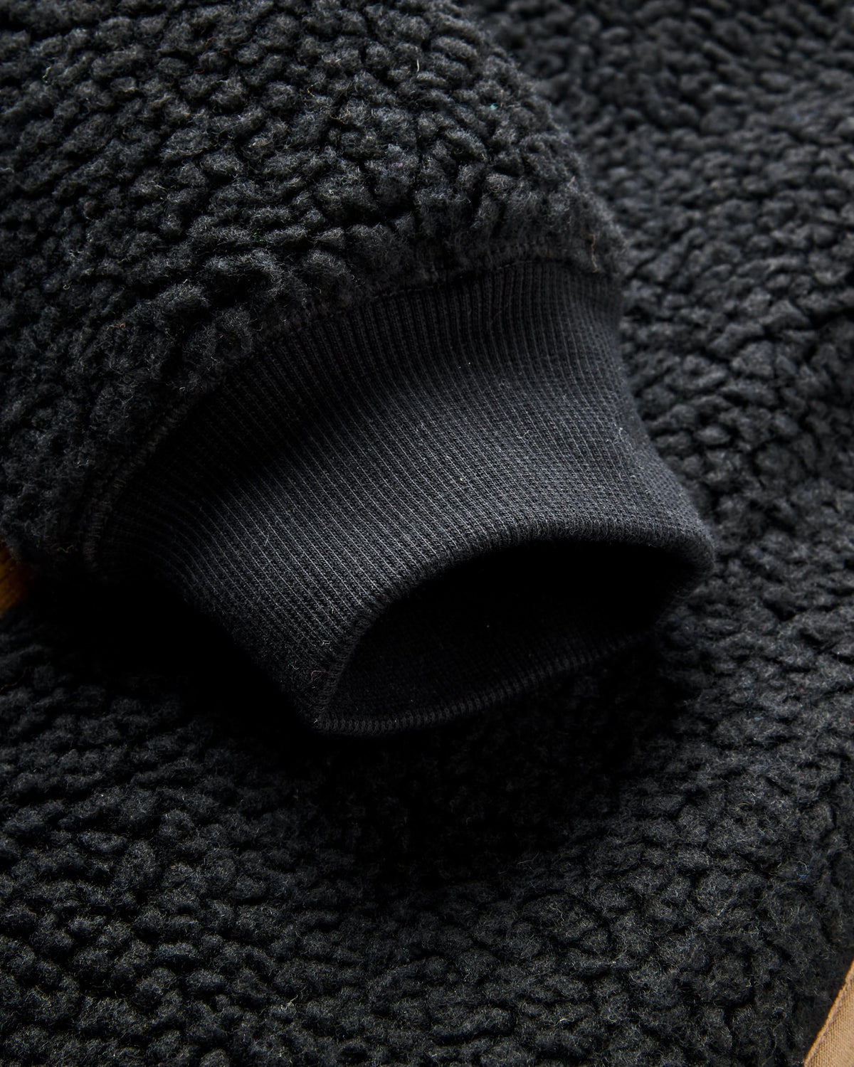 Trekker Hooded Deep Pile Sherpa Jacket - Black - Flatlay