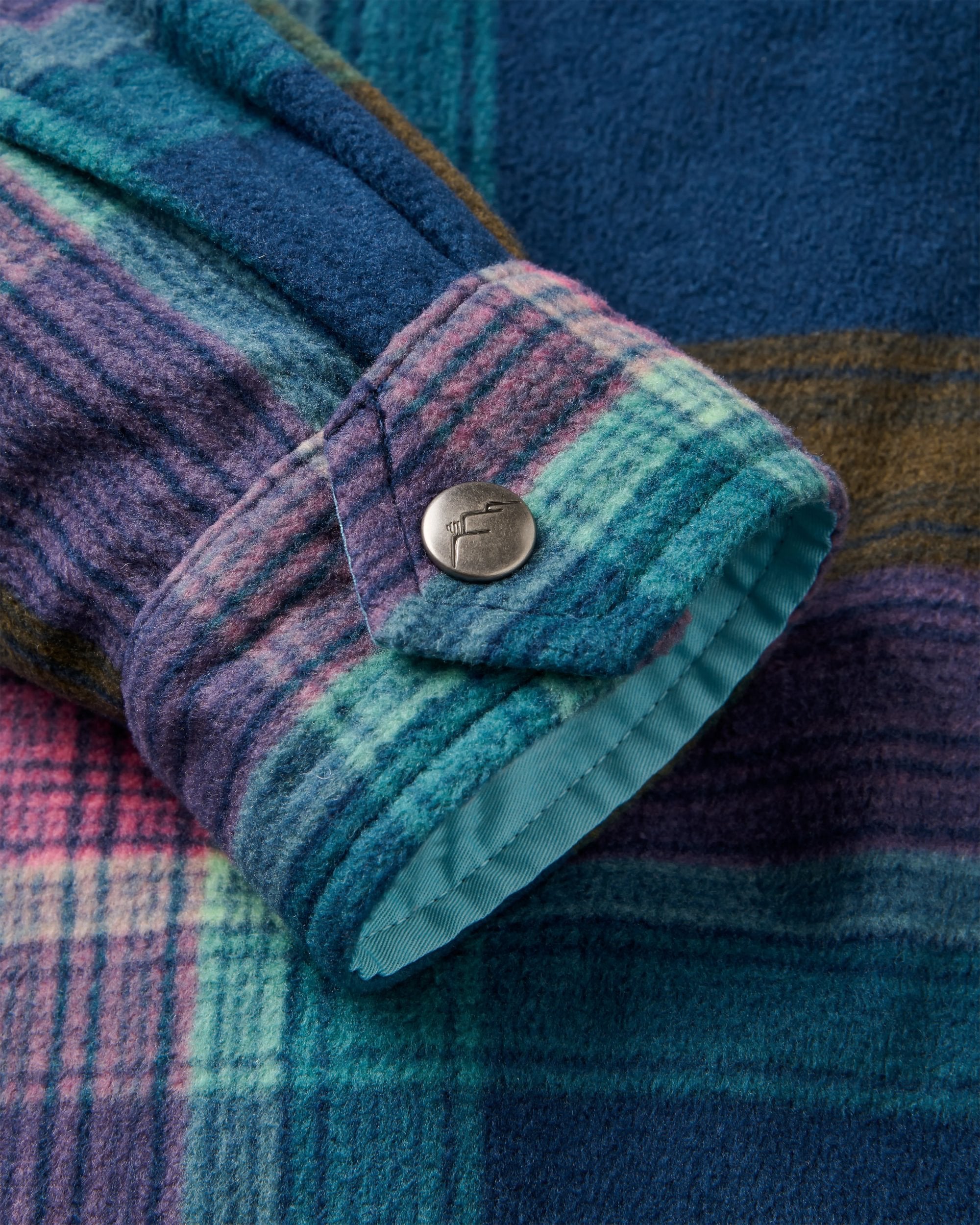 East Recycled Polar Fleece Shirt - Rich Navy Multi Check - Flatlay