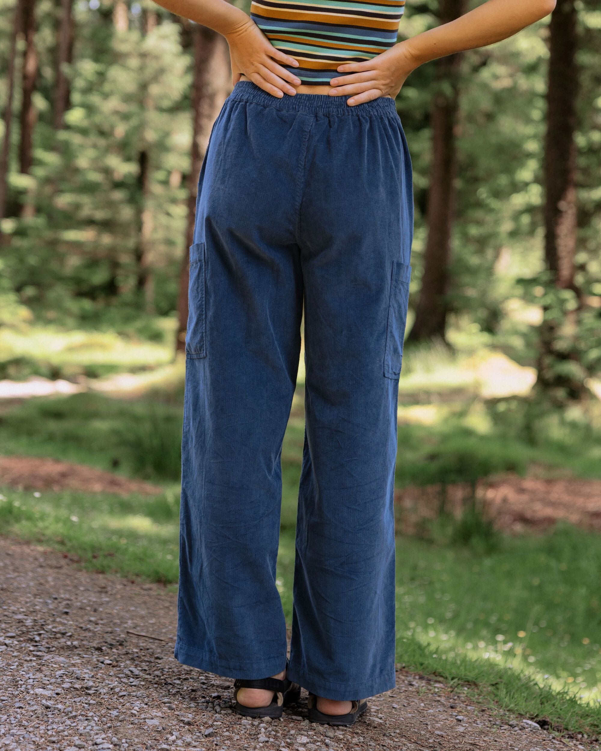 Someday Organic Cotton Corduroy Trouser - Dark Denim - Lifestyle