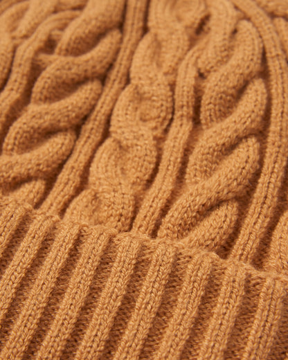 Fireside Recycled Cable Knit Beanie - Spruce Yellow - Flatlay