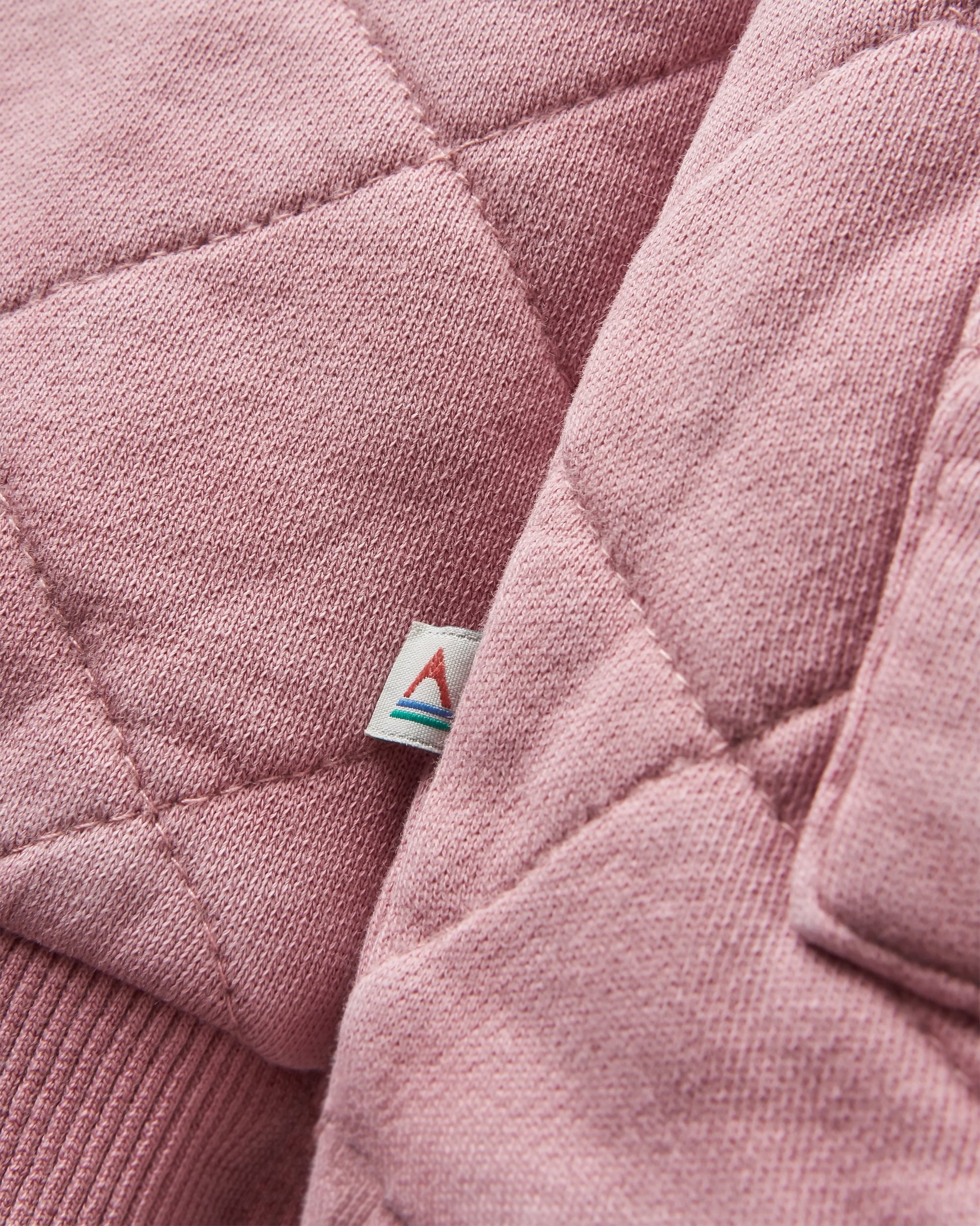 Clementine Recycled Quilted Popper Up Hoodie - Pink Haze - Flatlay
