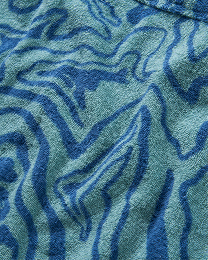 Shoreline Cotton Towel Poncho - Strata Swirl Arctic - Flatlay