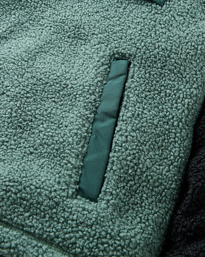 Woodland Recycled Polar-lined Sherpa Fleece - Black/ Dark Forest - Flatlay