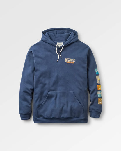 Patch Recycled Cotton Hoodie - Rich Navy - Flatlay