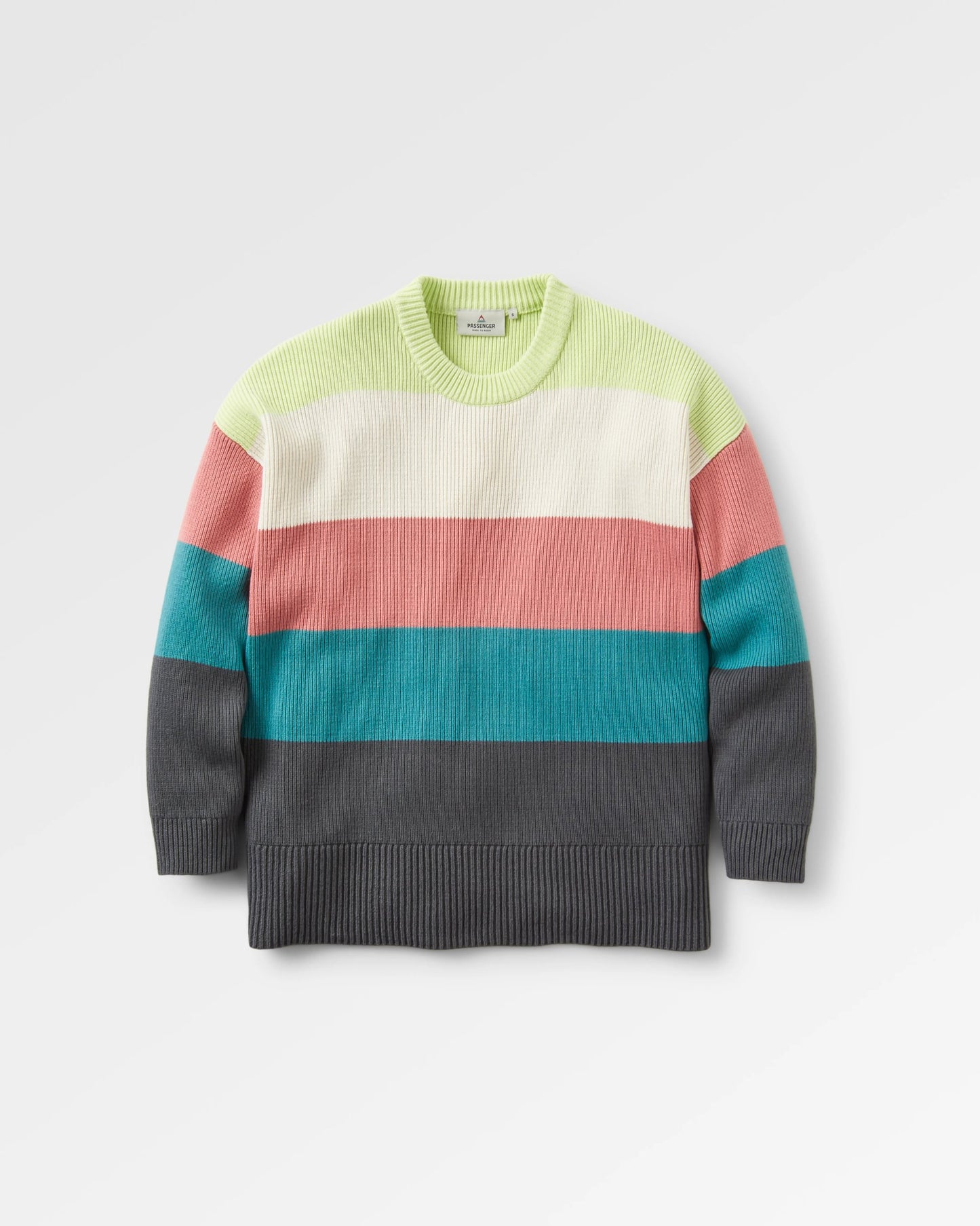 Moments Oversized Organic Knitted Jumper - Lime Multi Stripe