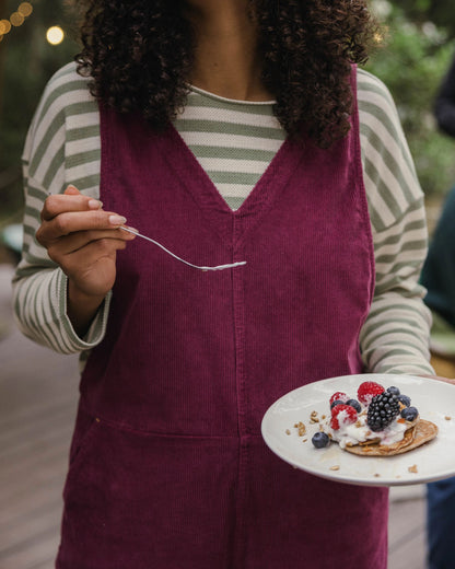 Refuel Organic Cotton Cord Dungarees - Fig - Lifestyle